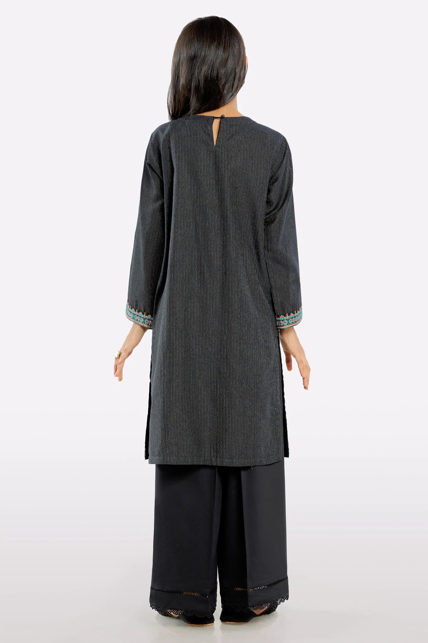Black Embroidered Girls Kurti - Image 3