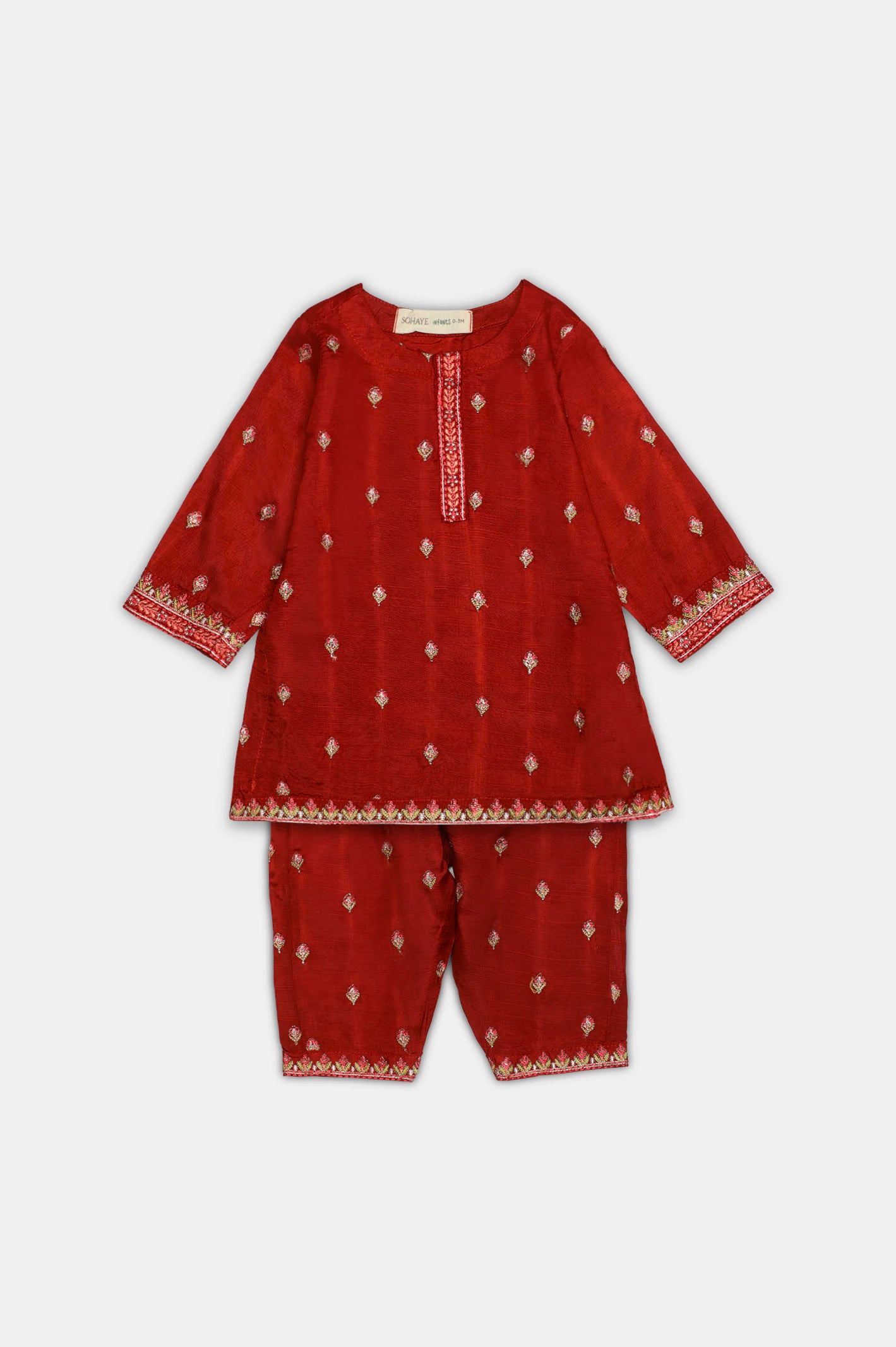 Red Embroidered Infant 2PC