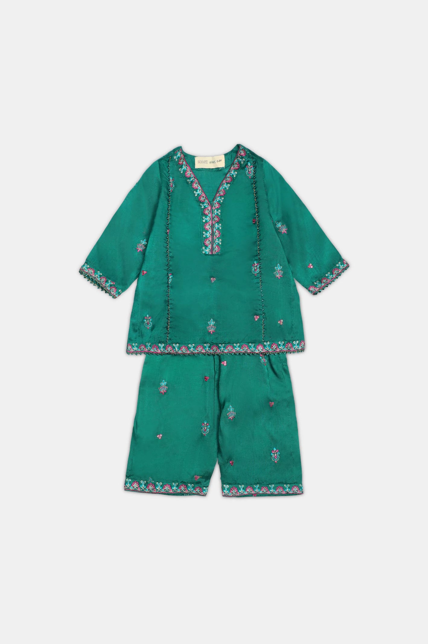 Green Embroidered Infant 3PC - Image 2