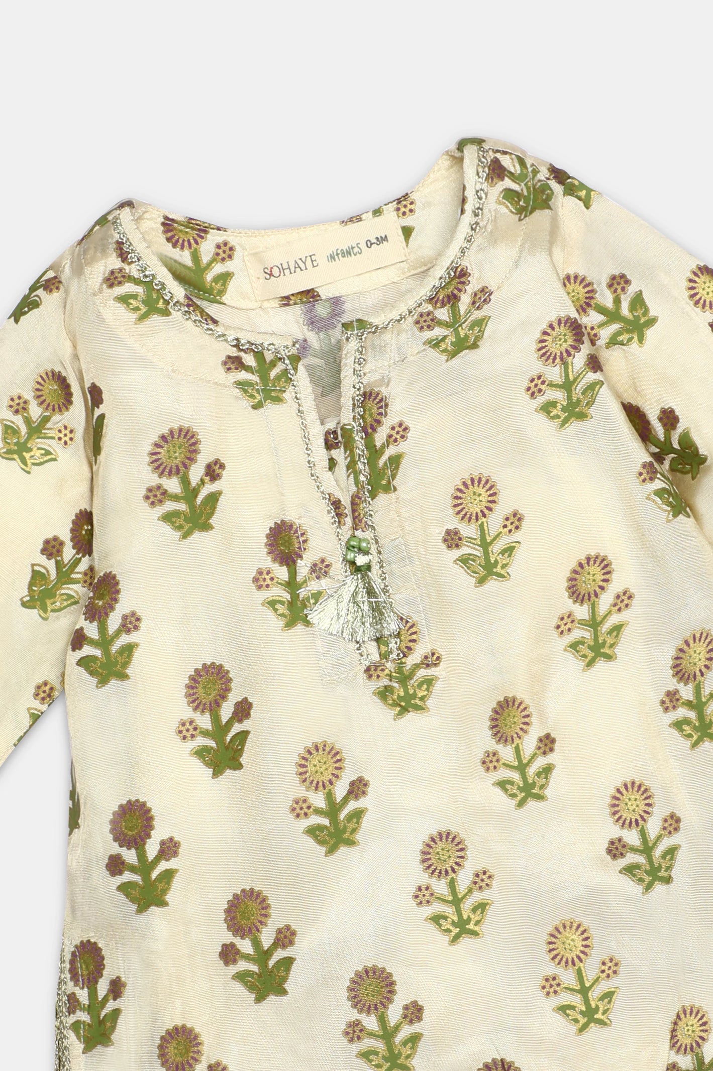 Beige Block Printed Infant 2PC - Image 2