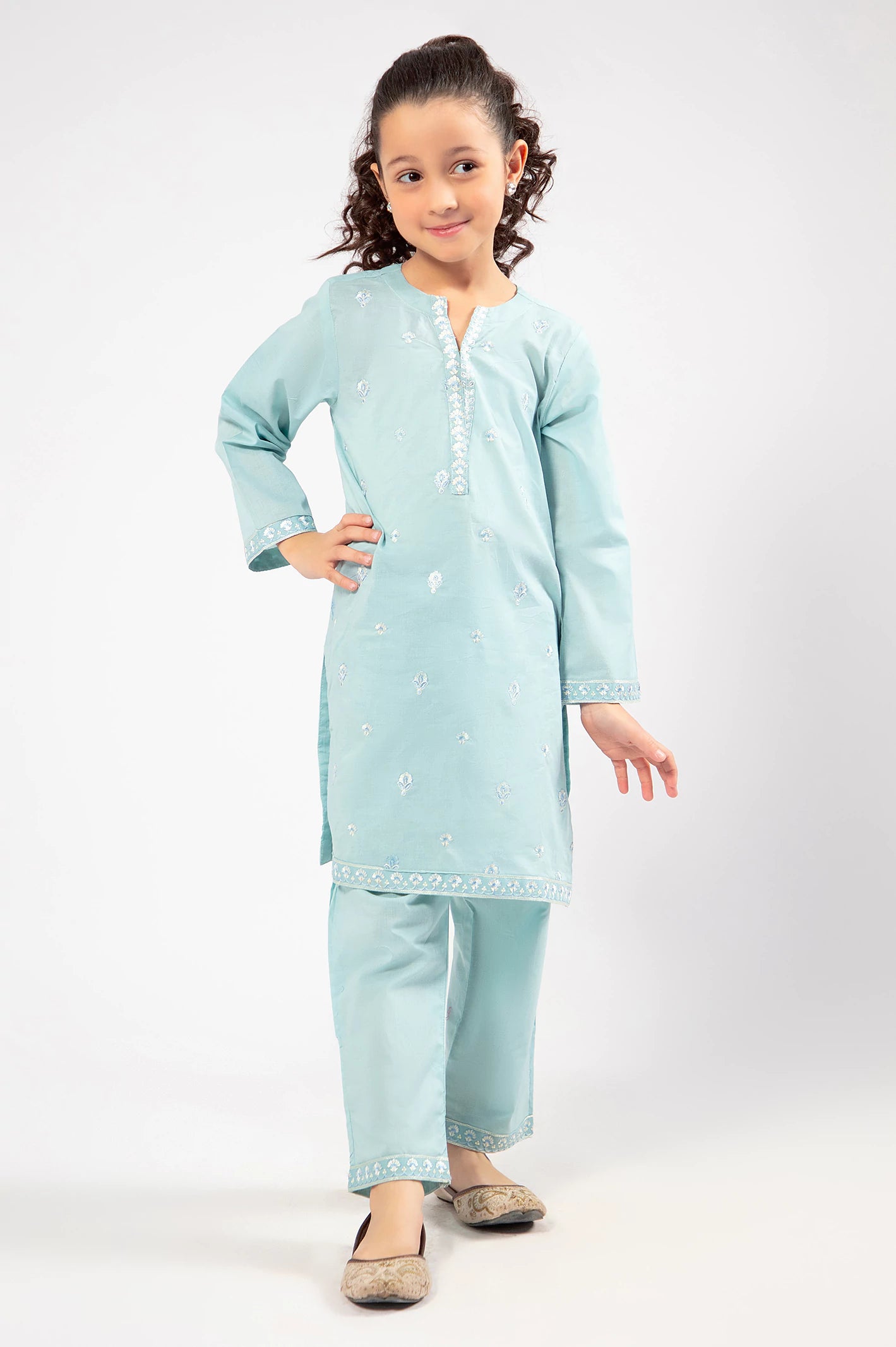 Blue Embroidered Girls 2PC - Image 2