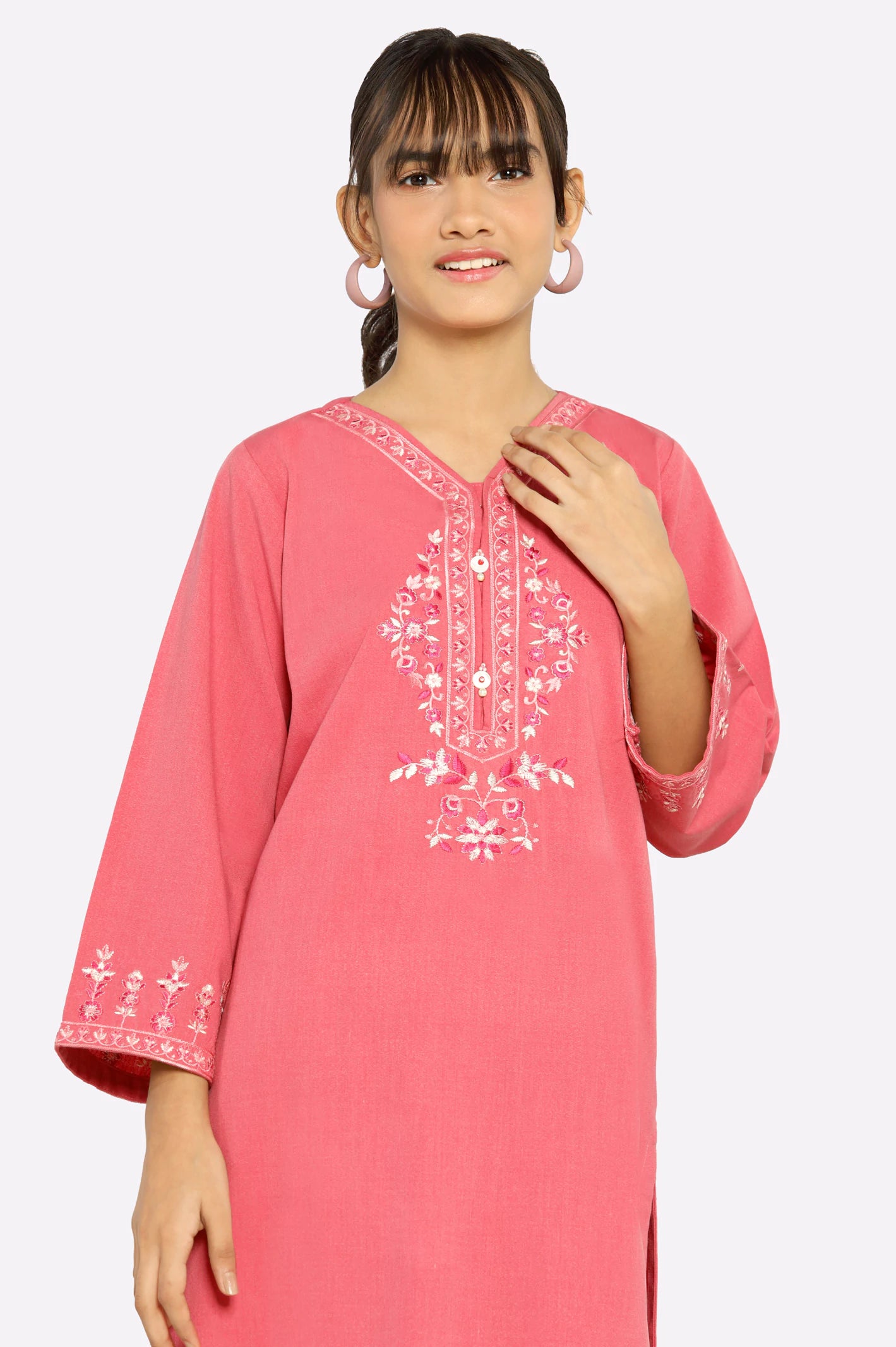 Pink Embroidered Girls 2PC - Image 2
