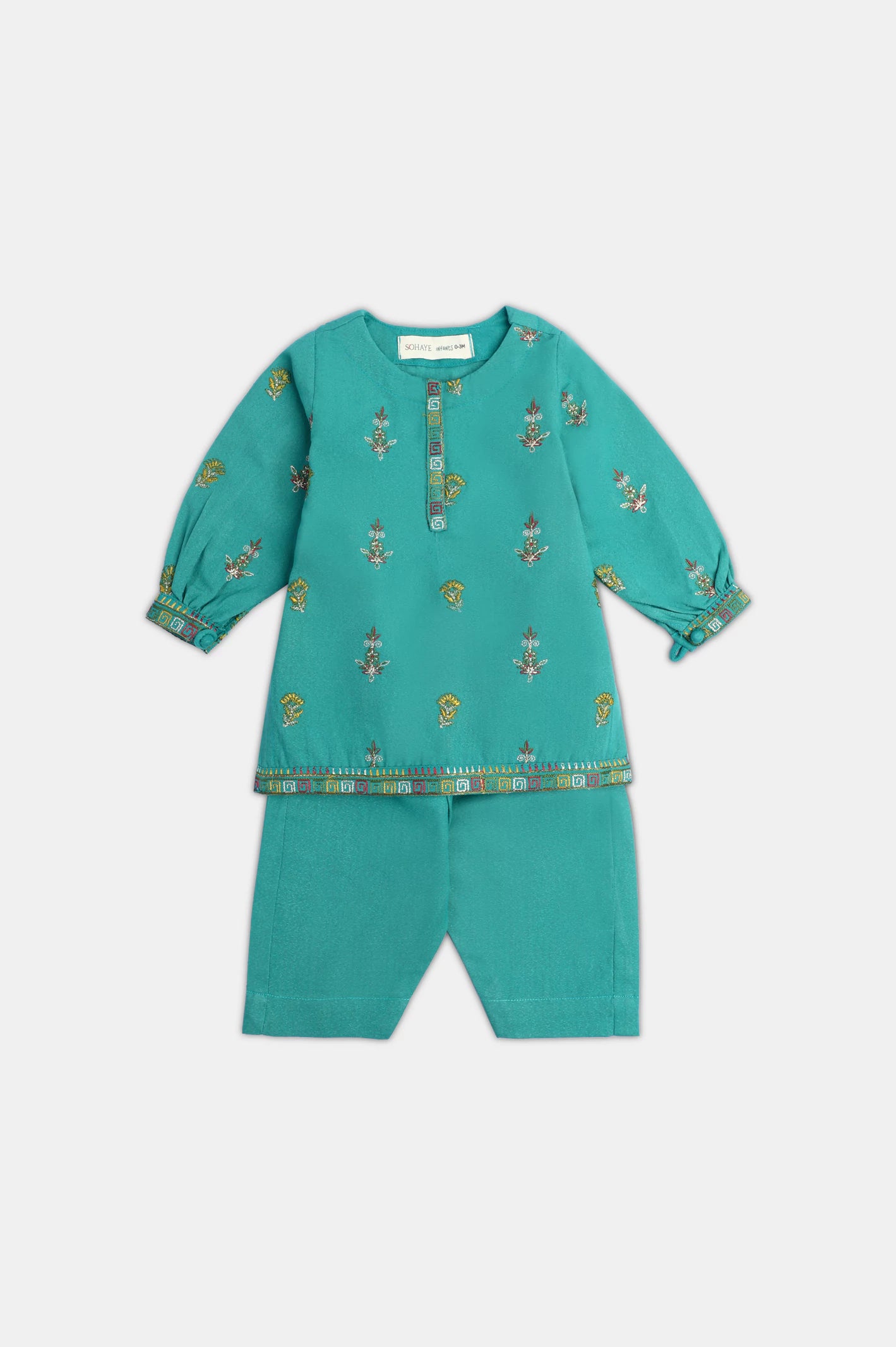 Green Infant Embroidered 2PC