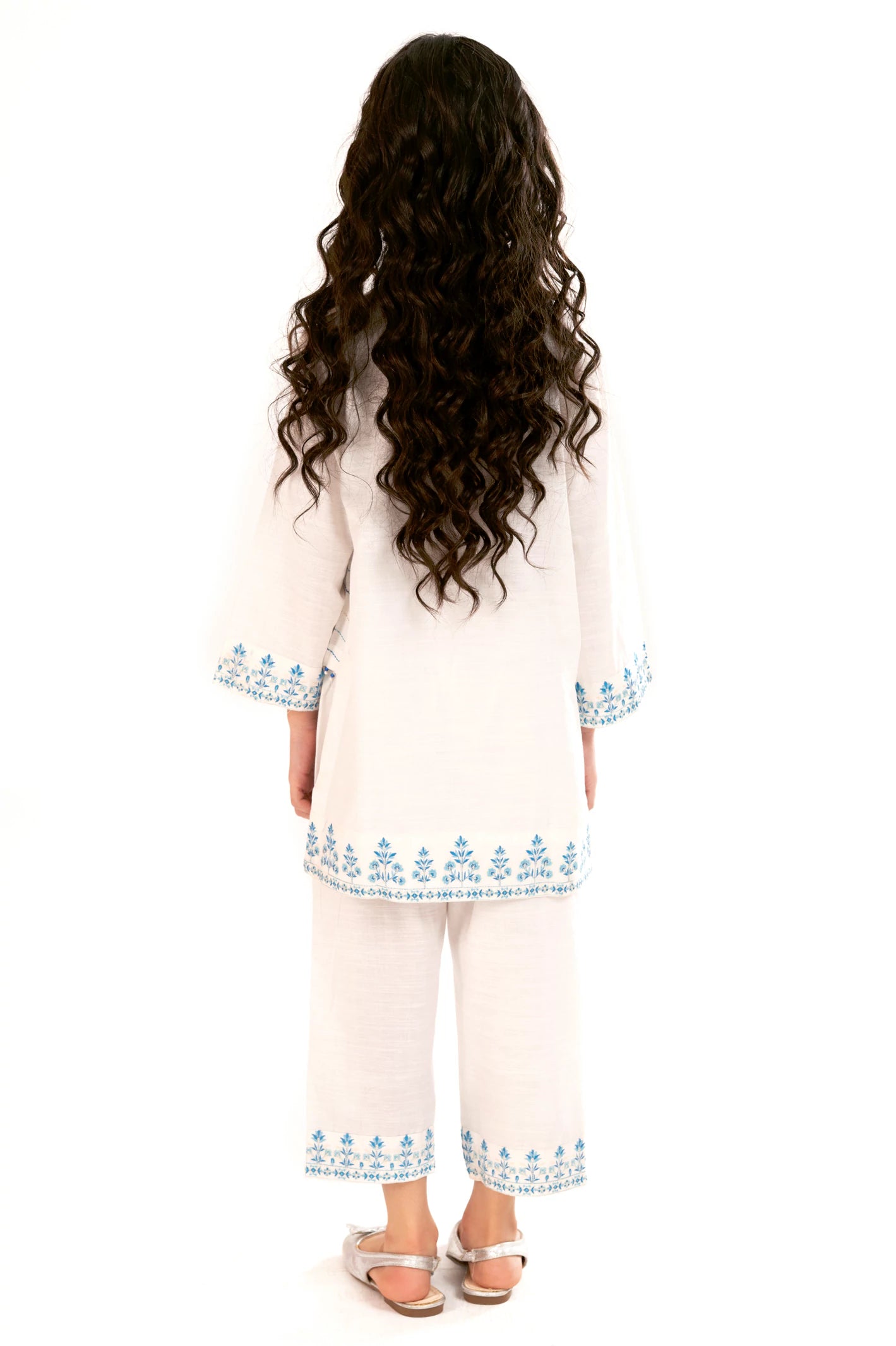 White Embroidered Girls 2PC - Image 4