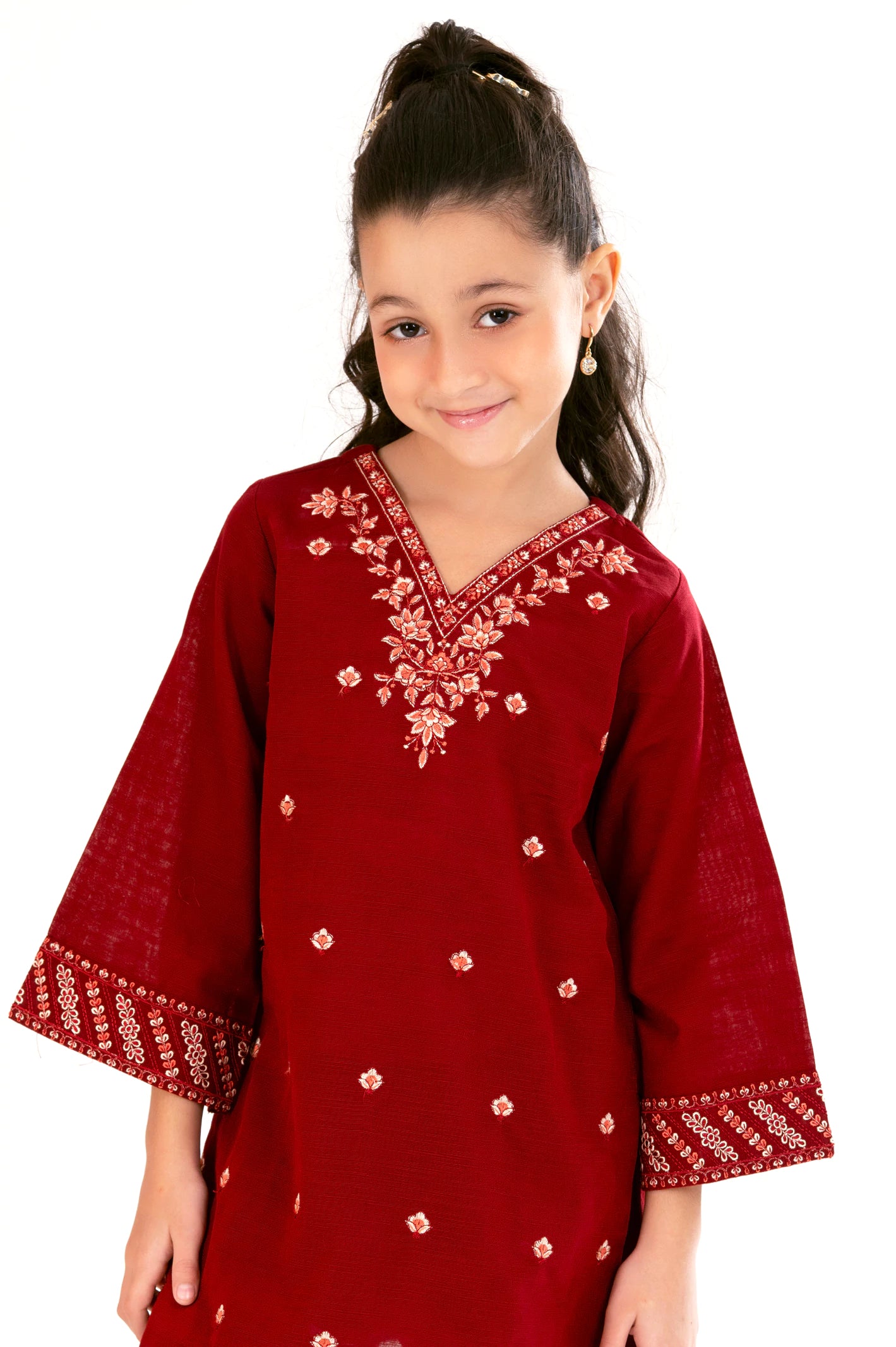 Red Embroidered Girls 2PC - Image 3