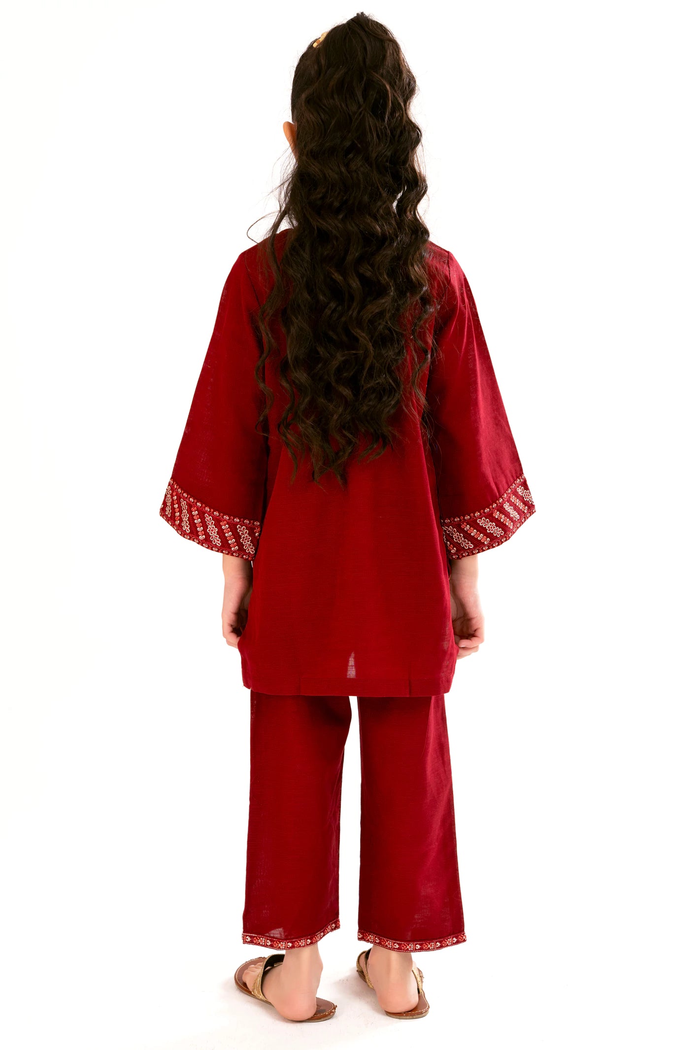 Red Embroidered Girls 2PC - Image 4
