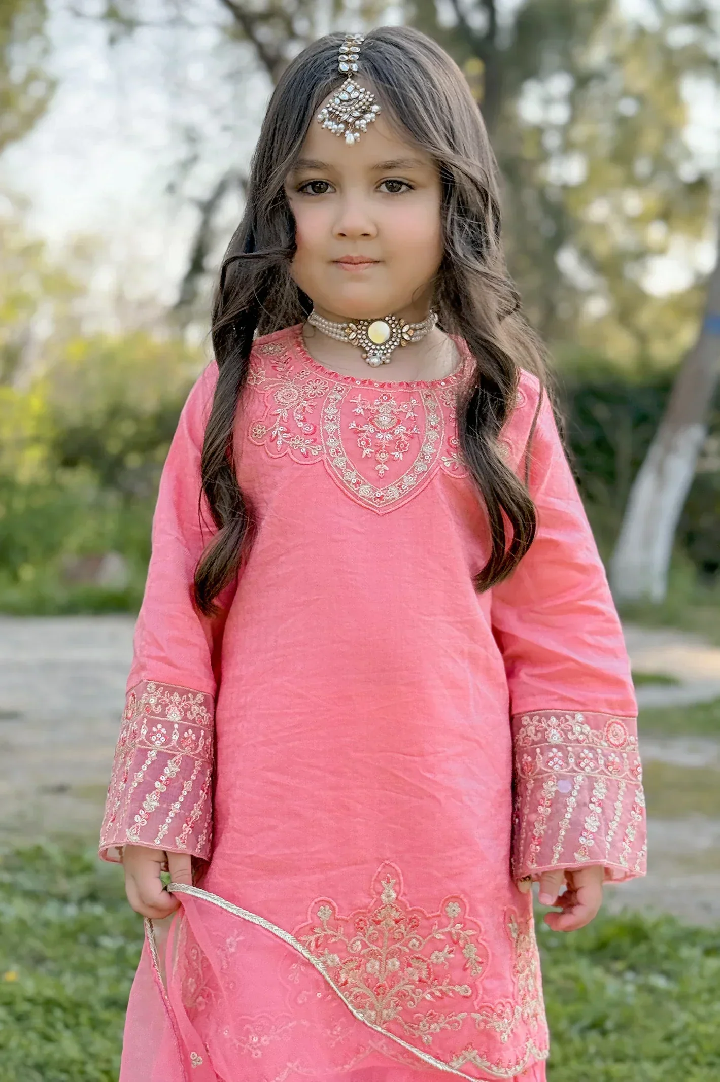 Embroidered Jacquard Coral Girls 3PC - Image 16
