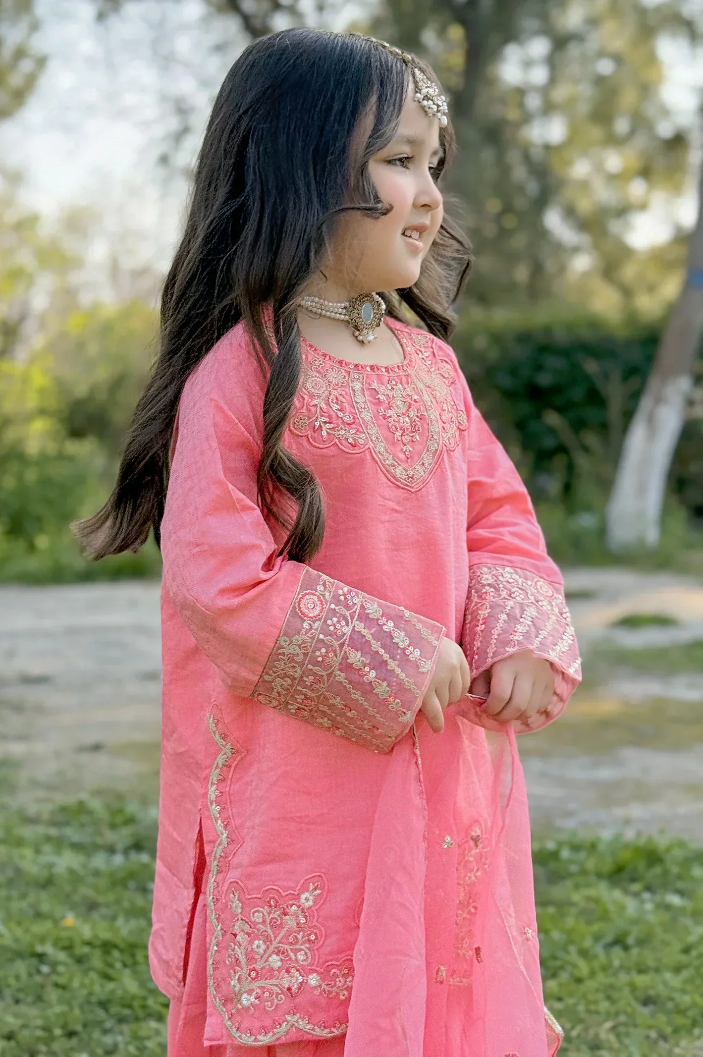 Embroidered Jacquard Coral Girls 3PC - Image 17