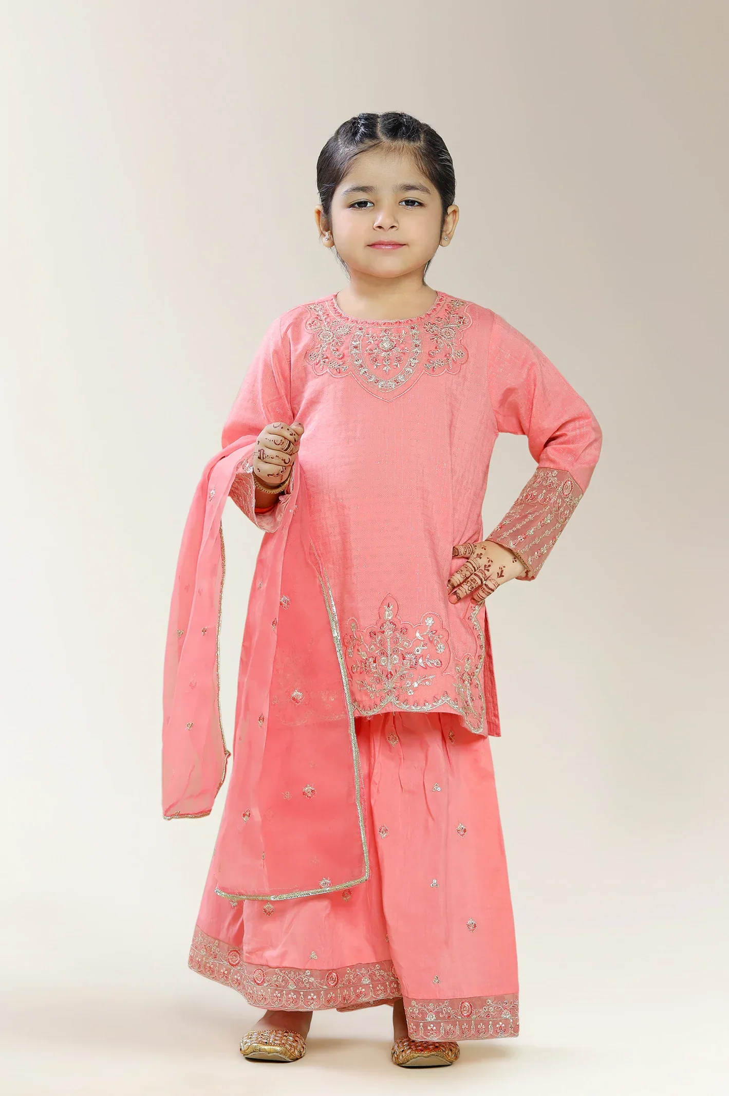 Embroidered Jacquard Coral Girls 3PC - Image 18