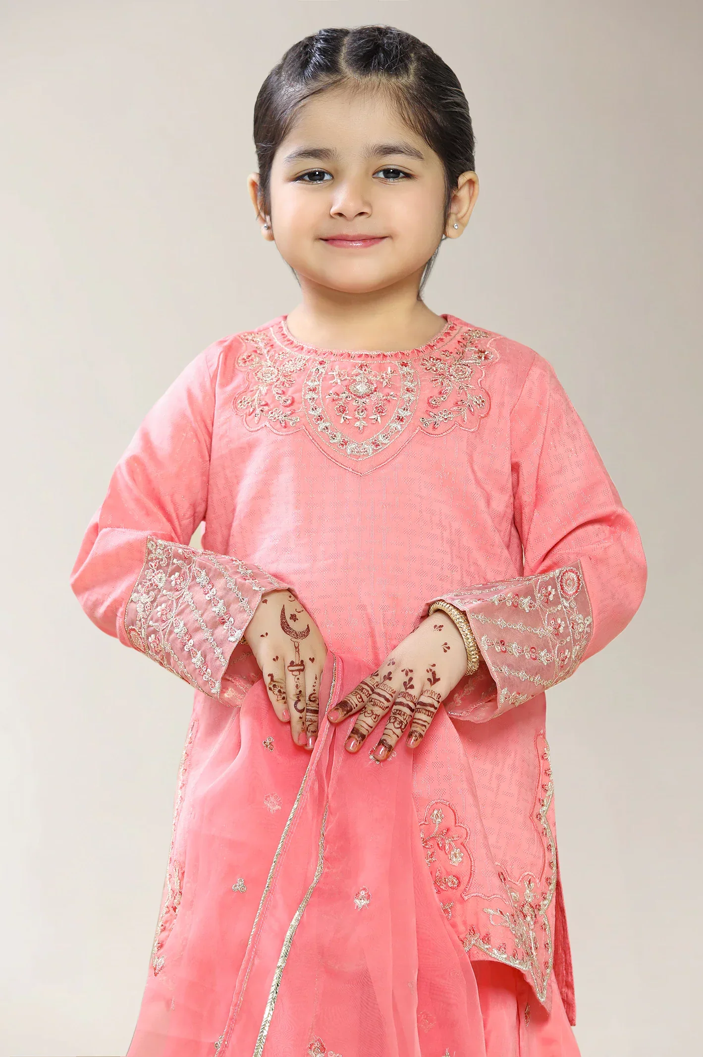 Embroidered Jacquard Coral Girls 3PC - Image 19