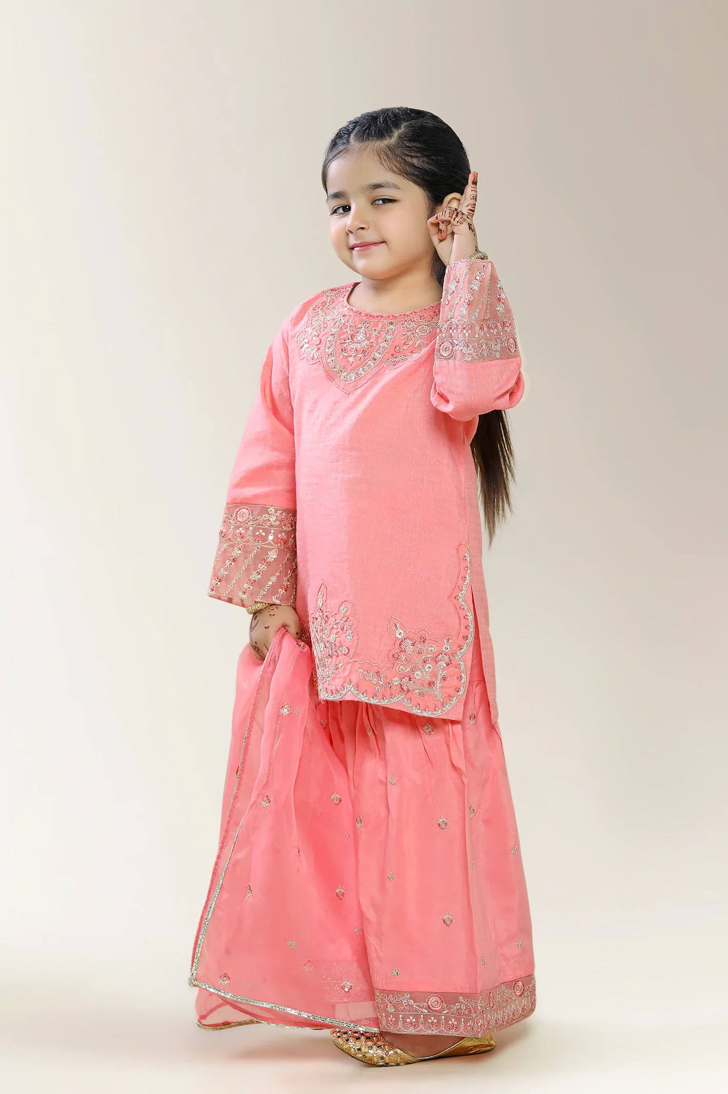 Embroidered Jacquard Coral Girls 3PC - Image 20