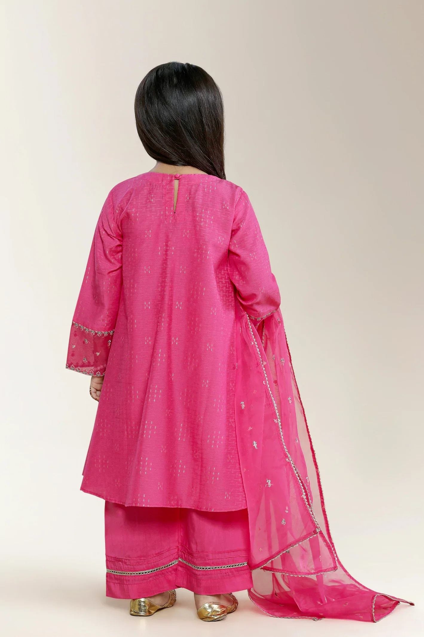 Embroidered Cotton Pink Girls 3PC - Image 4