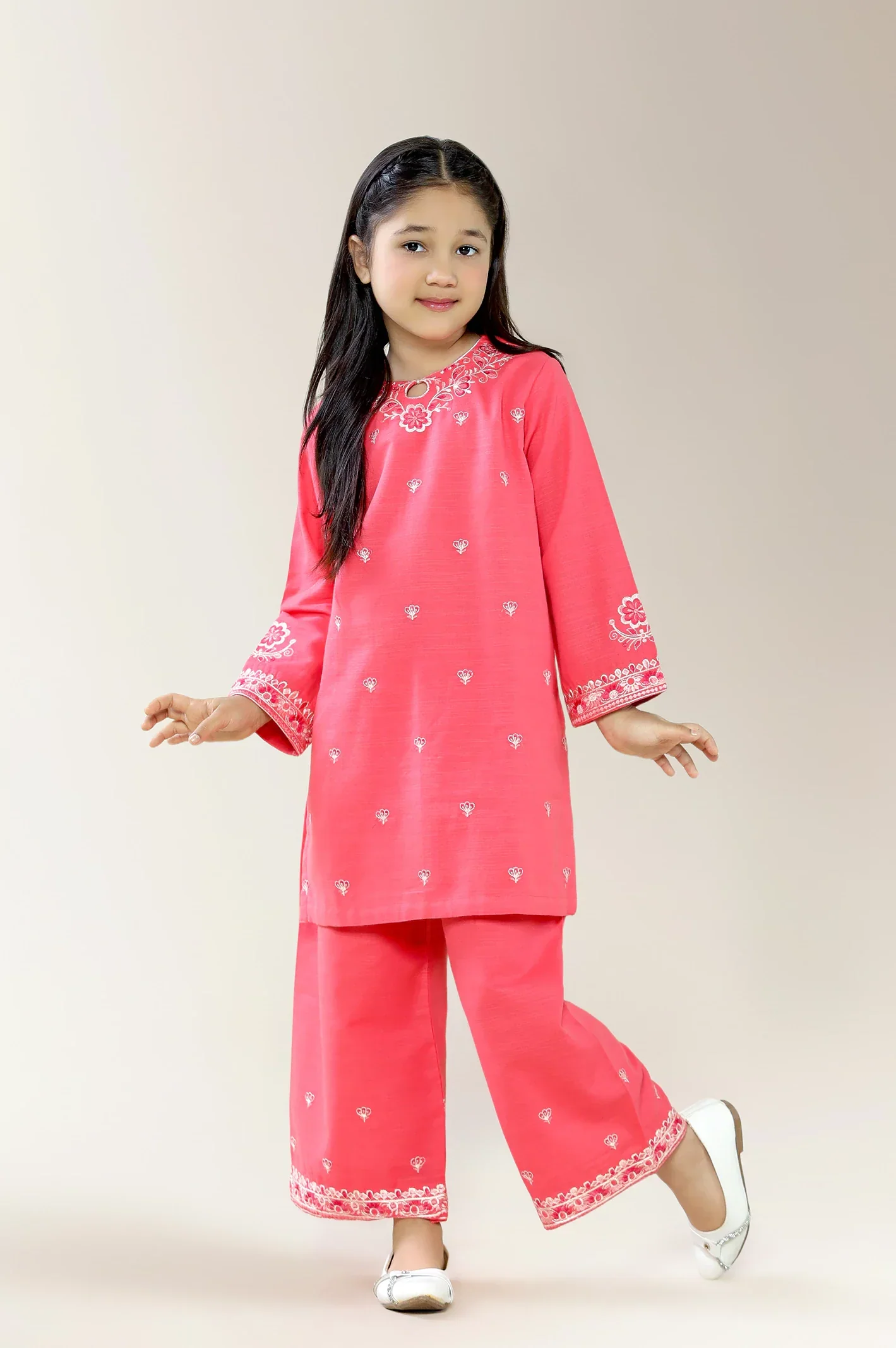 Embroidered Khaddar Coral Girls 2PC
