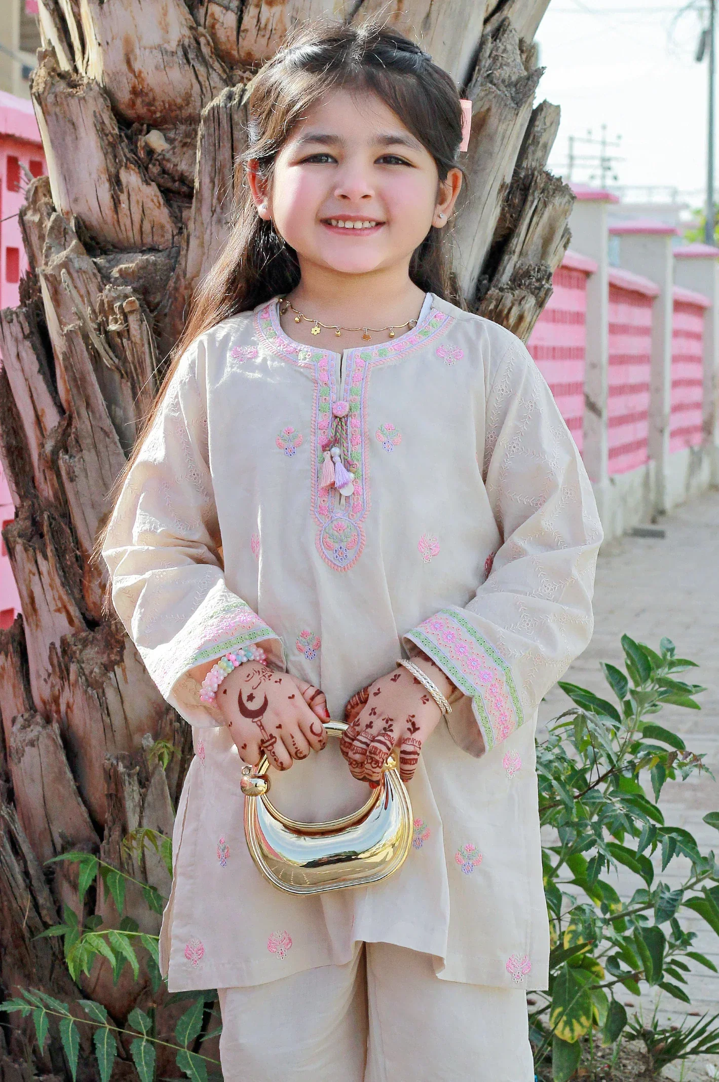 Embroidered Beige Girls 2PC - Image 8