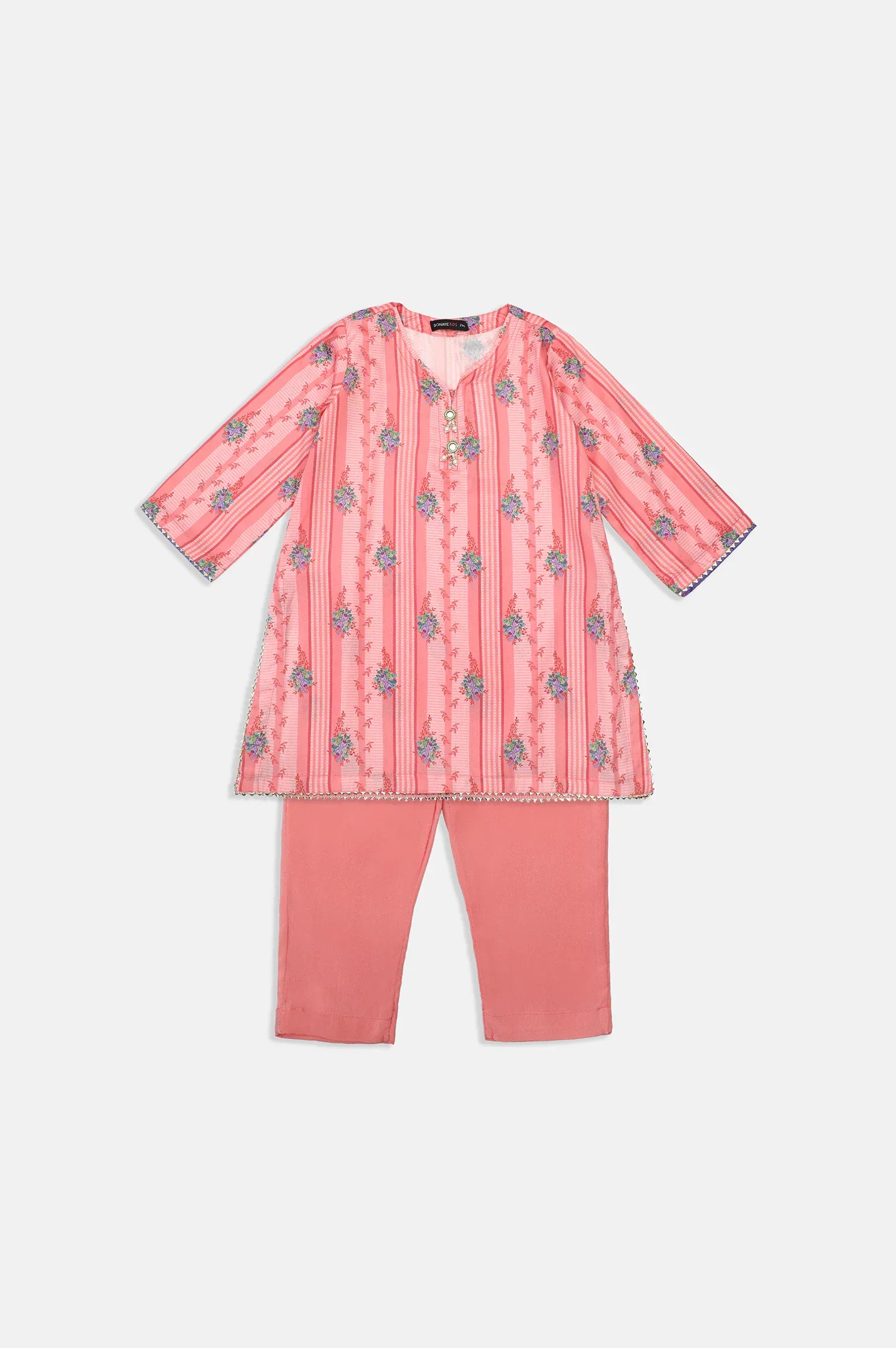 Printed Peach Girls 2PC