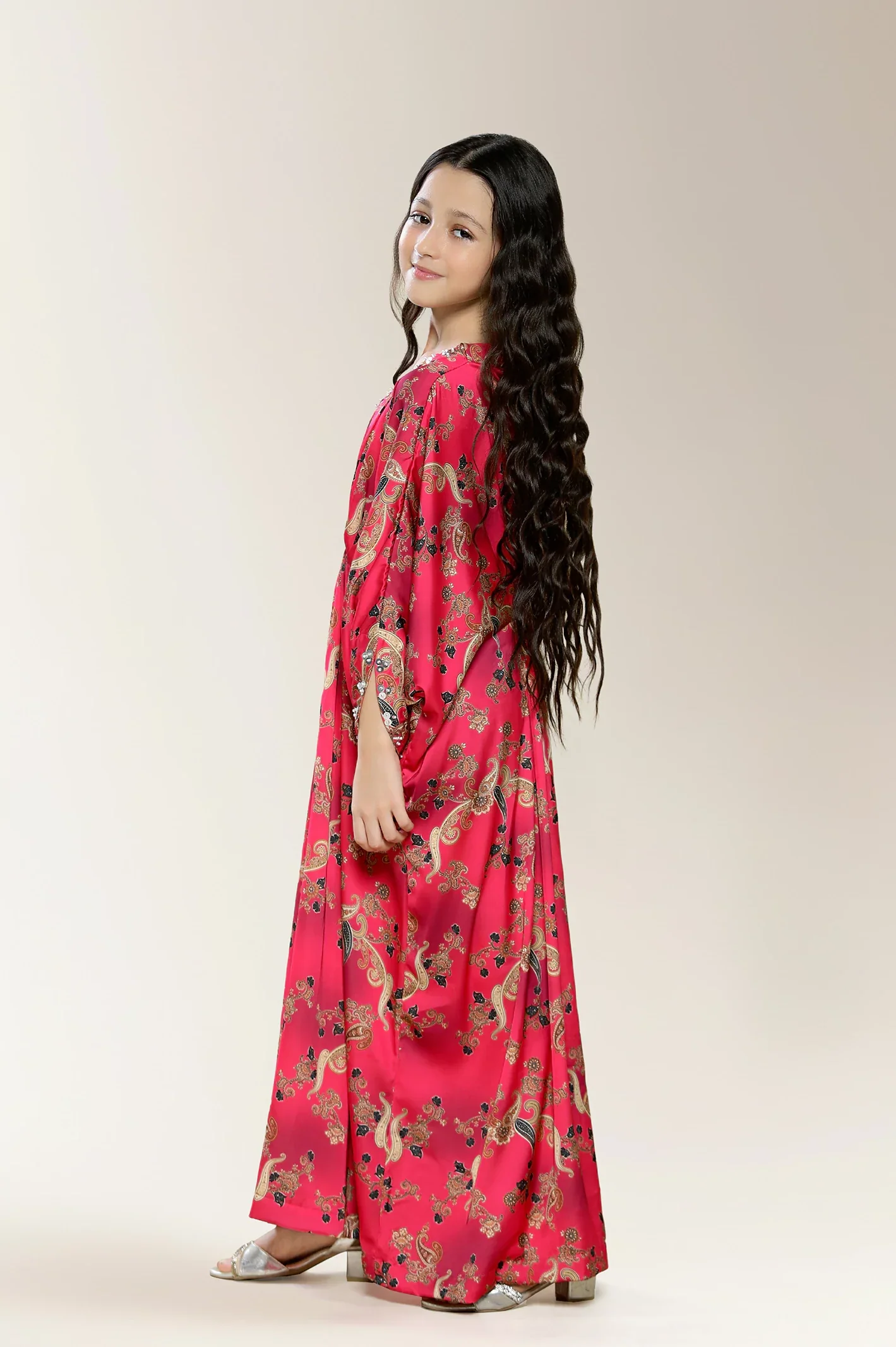 Printed Fushia Girls Kurti - Image 2