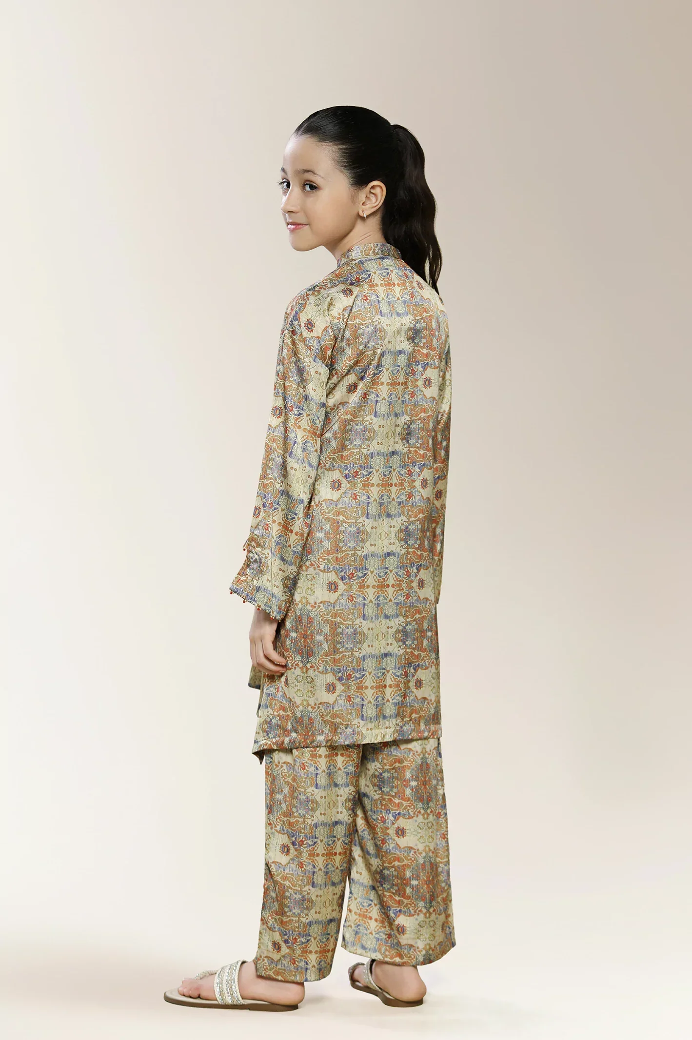 Printed Beige Girls 2PC - Image 2