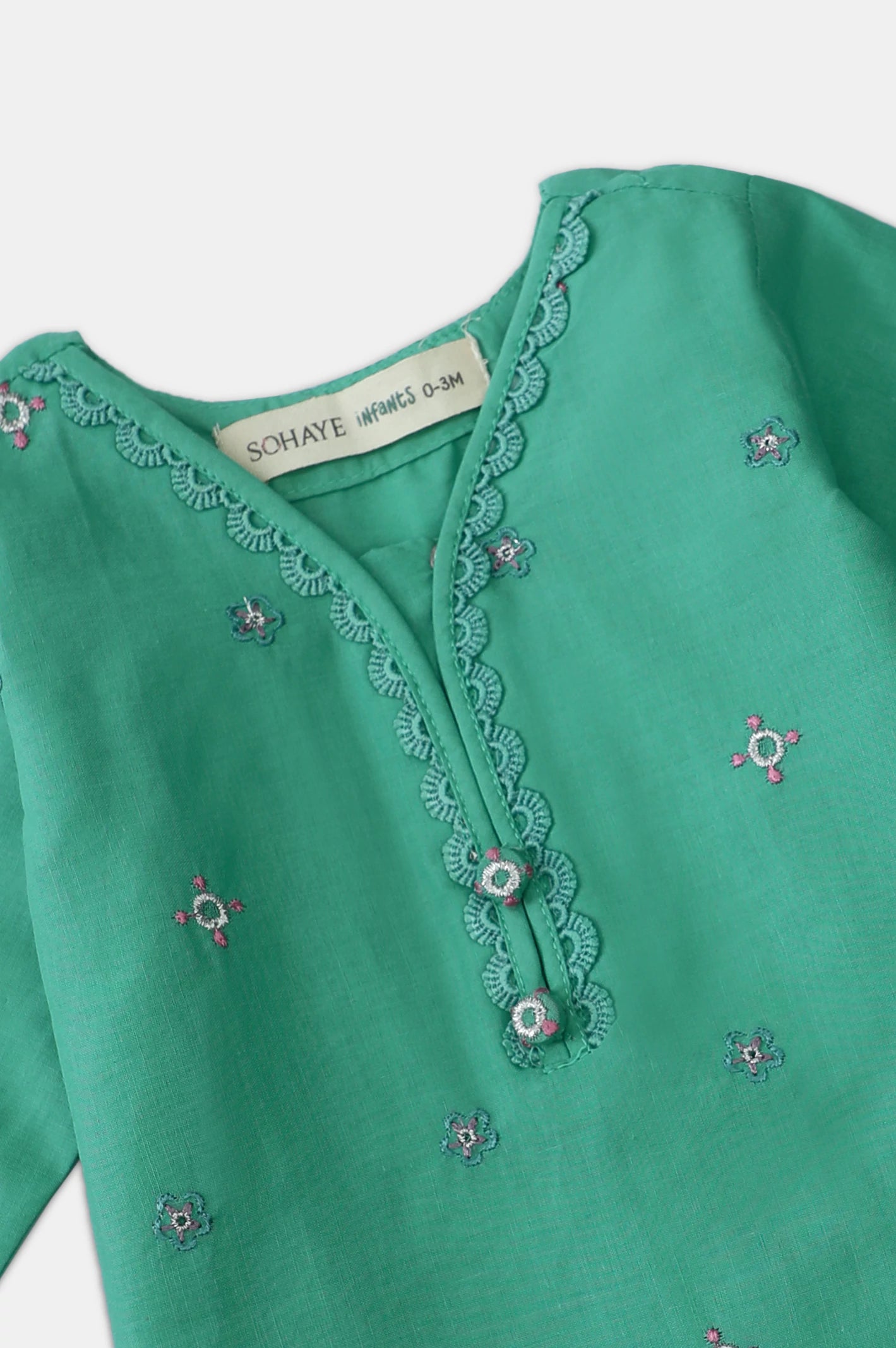 Green Embroidered Girls 2PC - Image 2