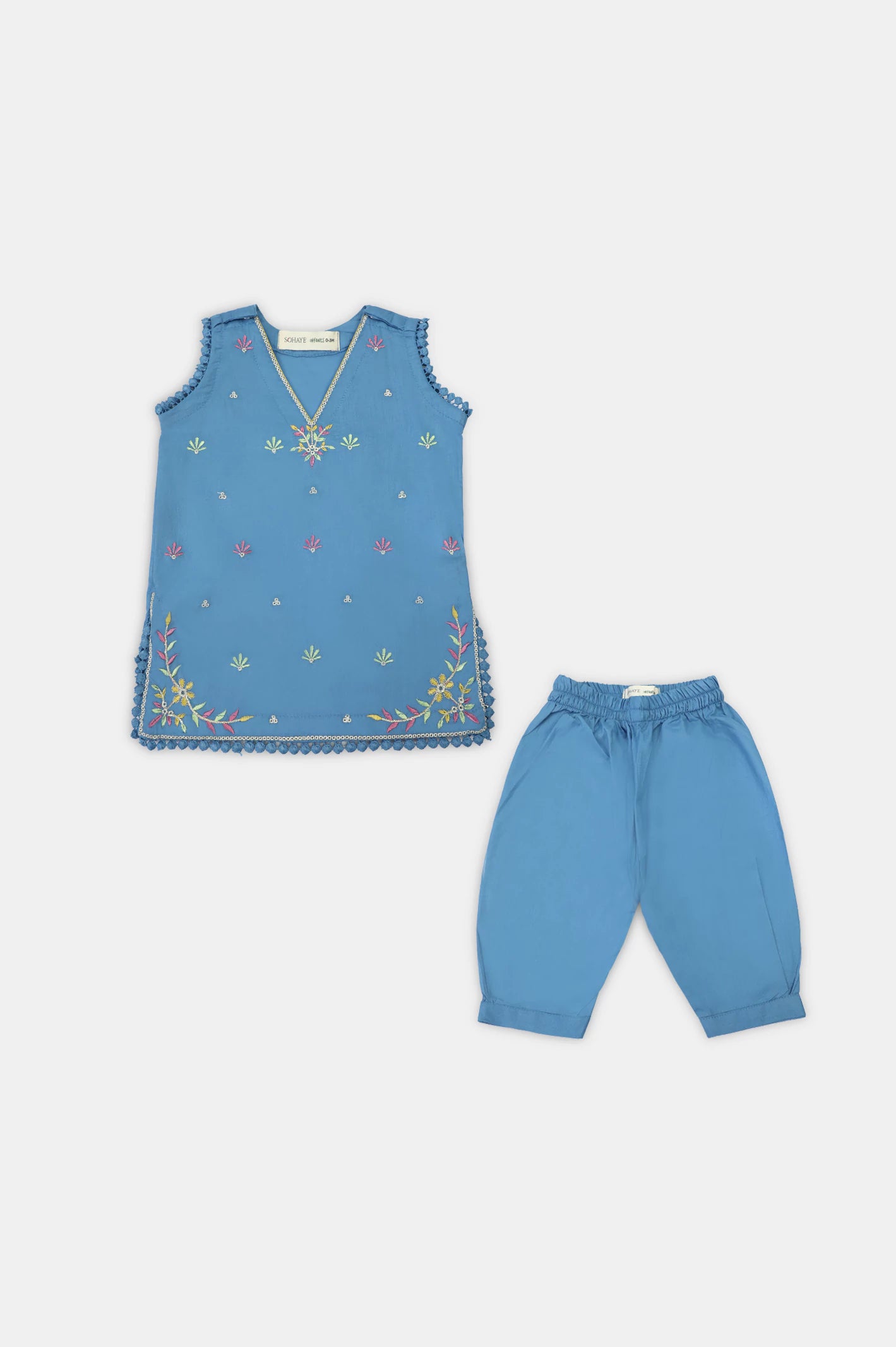 Embroidered Blue Infant 2PC