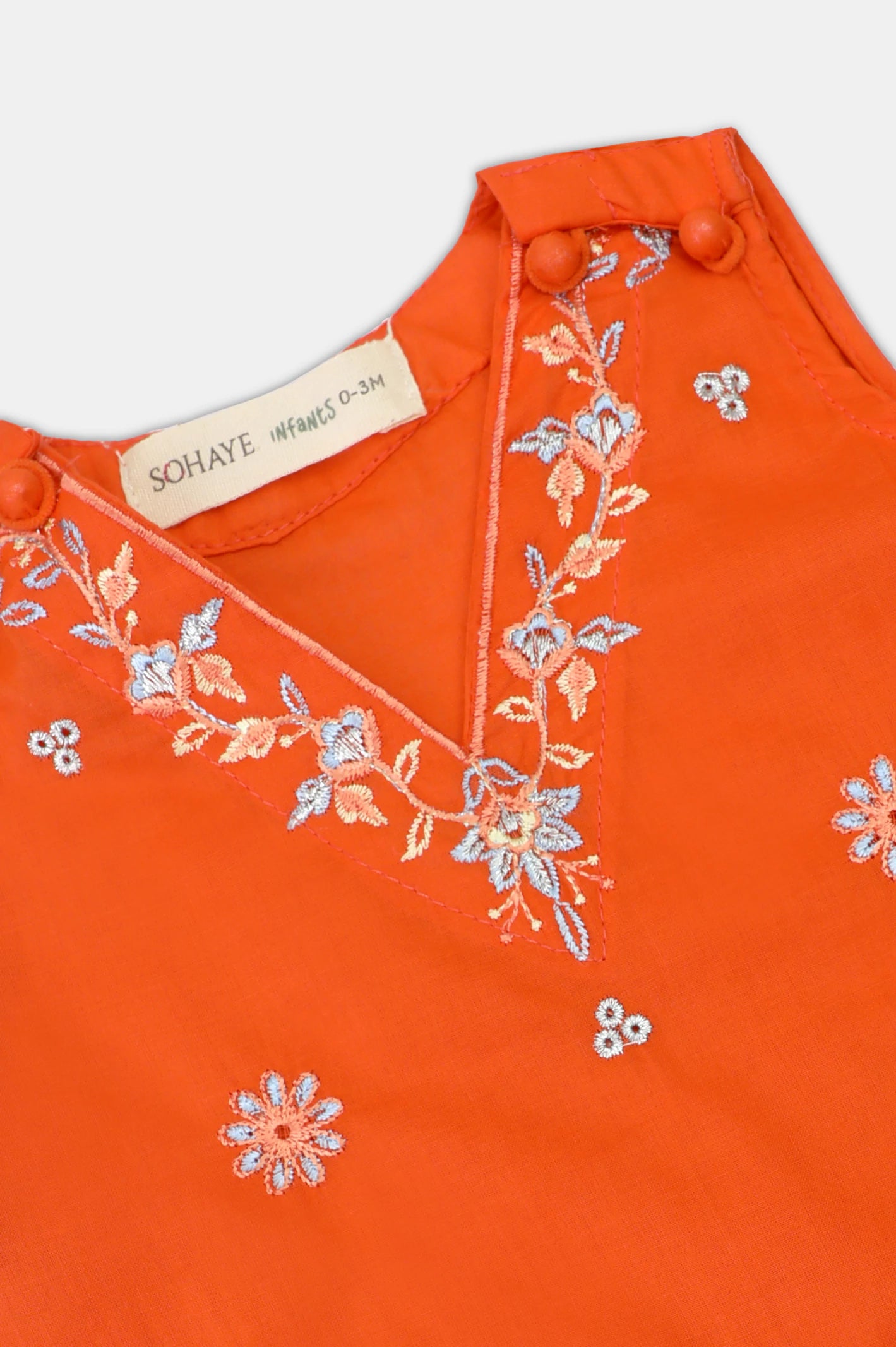 Embroidered Orange Infant 2PC - Image 2
