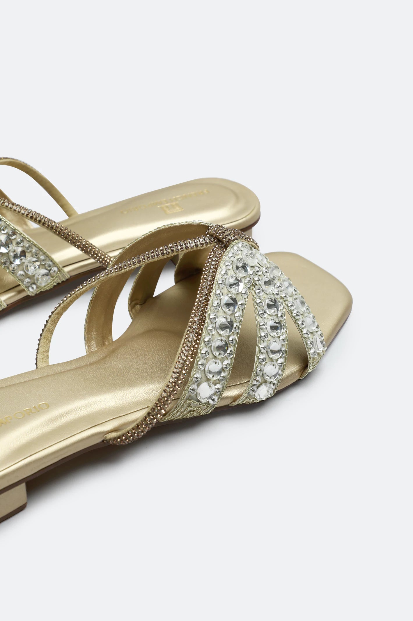 Golden Crystal Bow Slides Slippers - Image 2