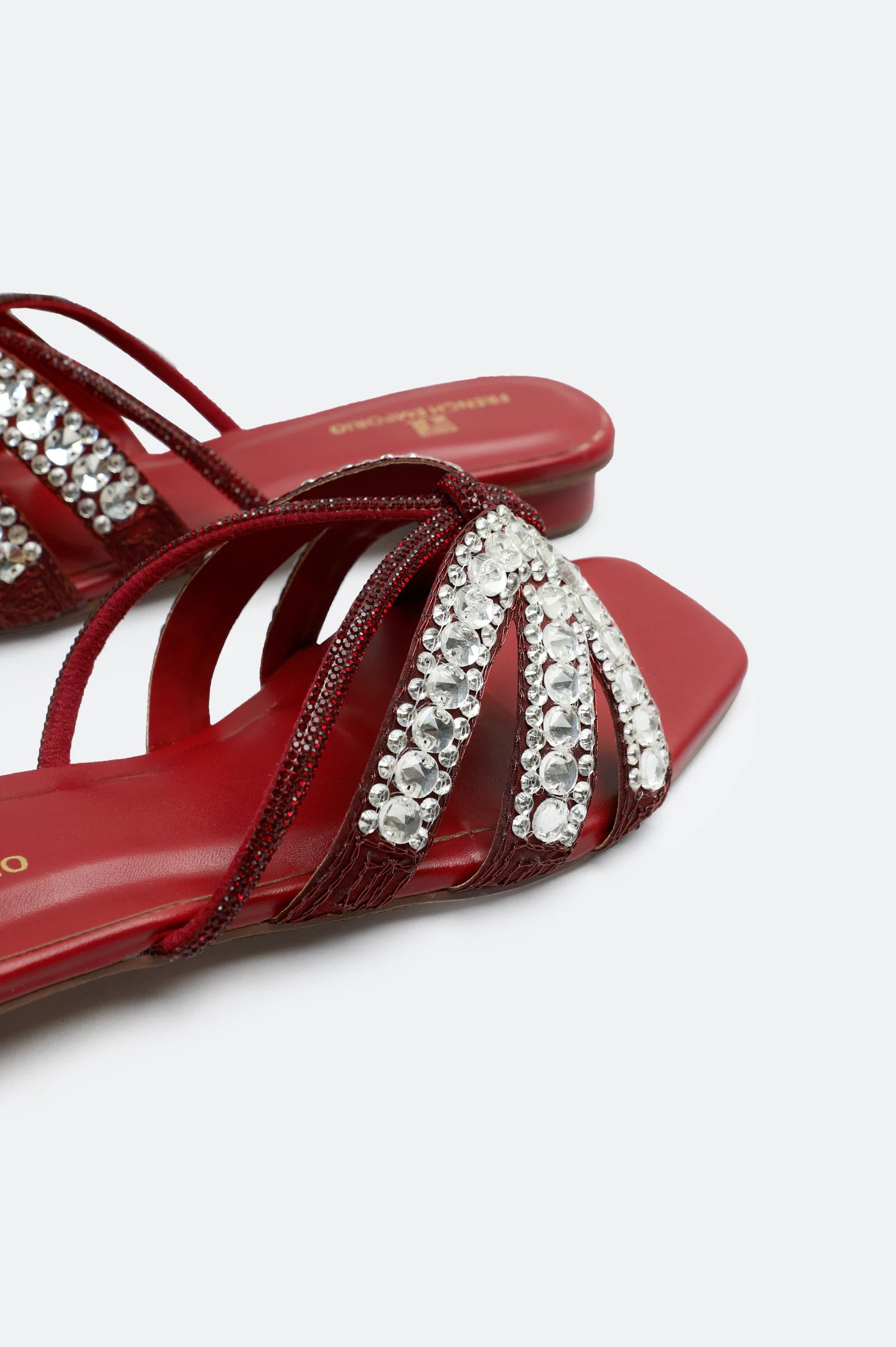 Maroon Crystal Bow Slides Slippers - Image 2