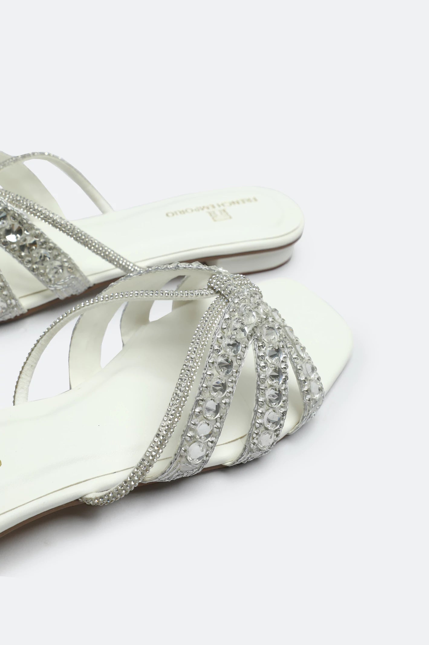 White Crystal Bow Slides Slippers - Image 2