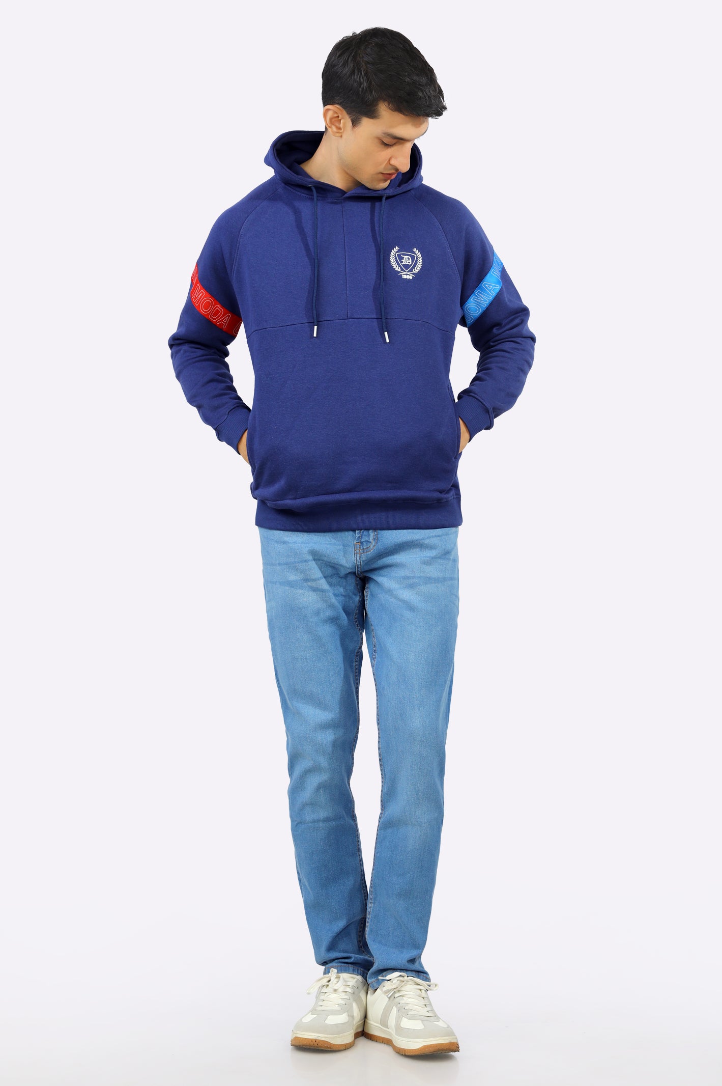 Blue Embroidered Logo Pullover Hoodie - Image 2