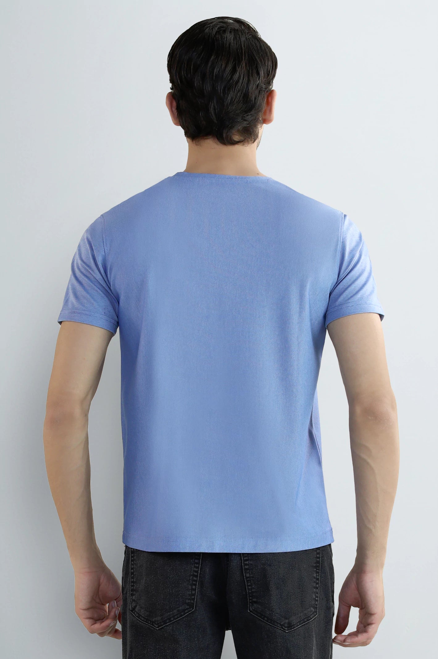 Sky Blue Crew Neck T-Shirt - Image 3