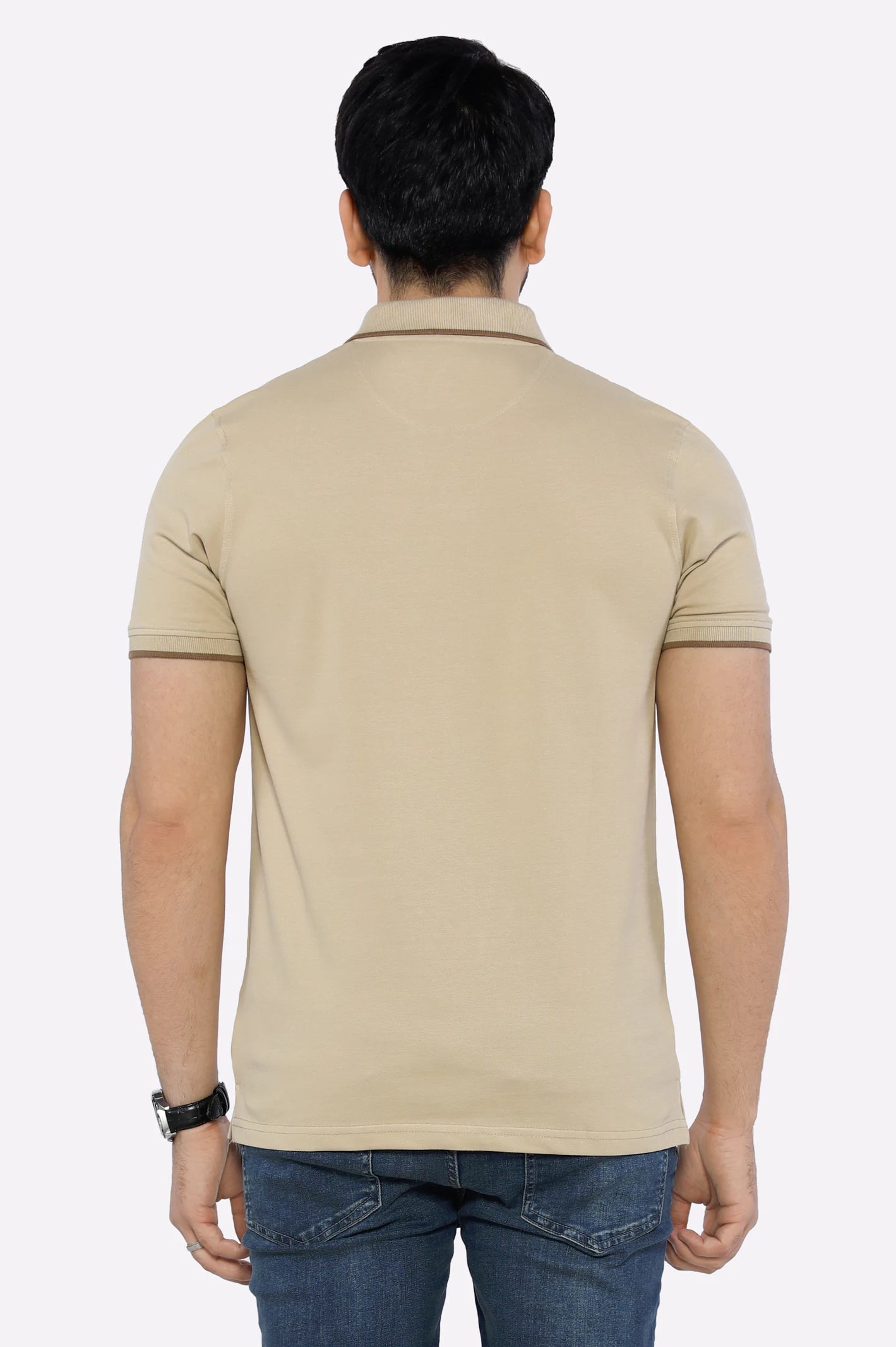 Beige Solid Collar Polo - Image 2