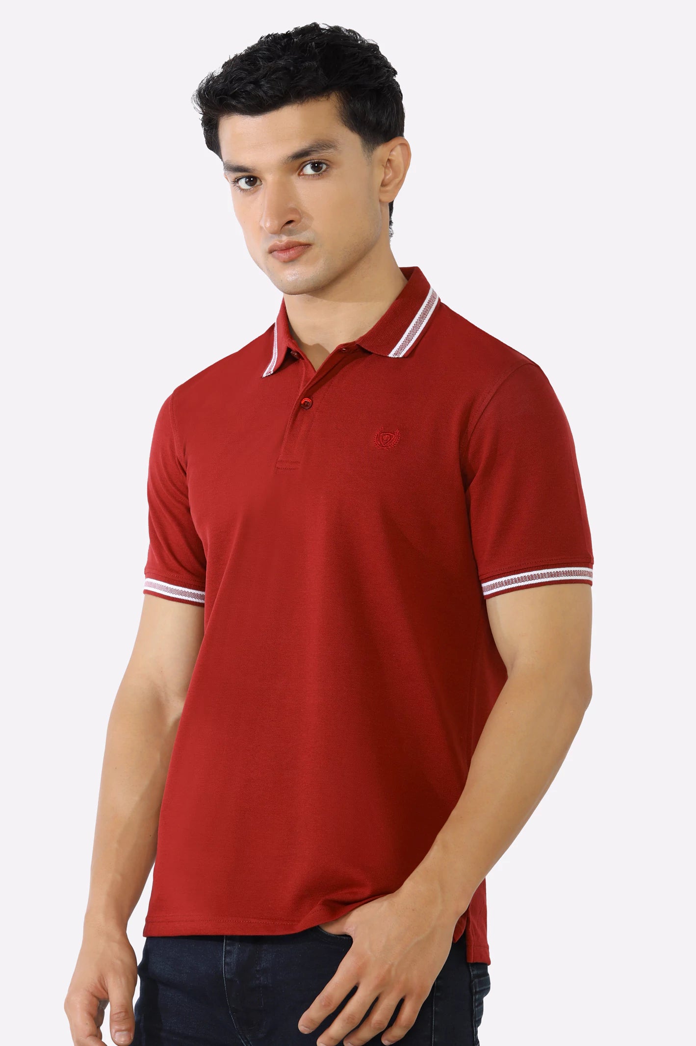 Bargundy Jacquard Collar Polo