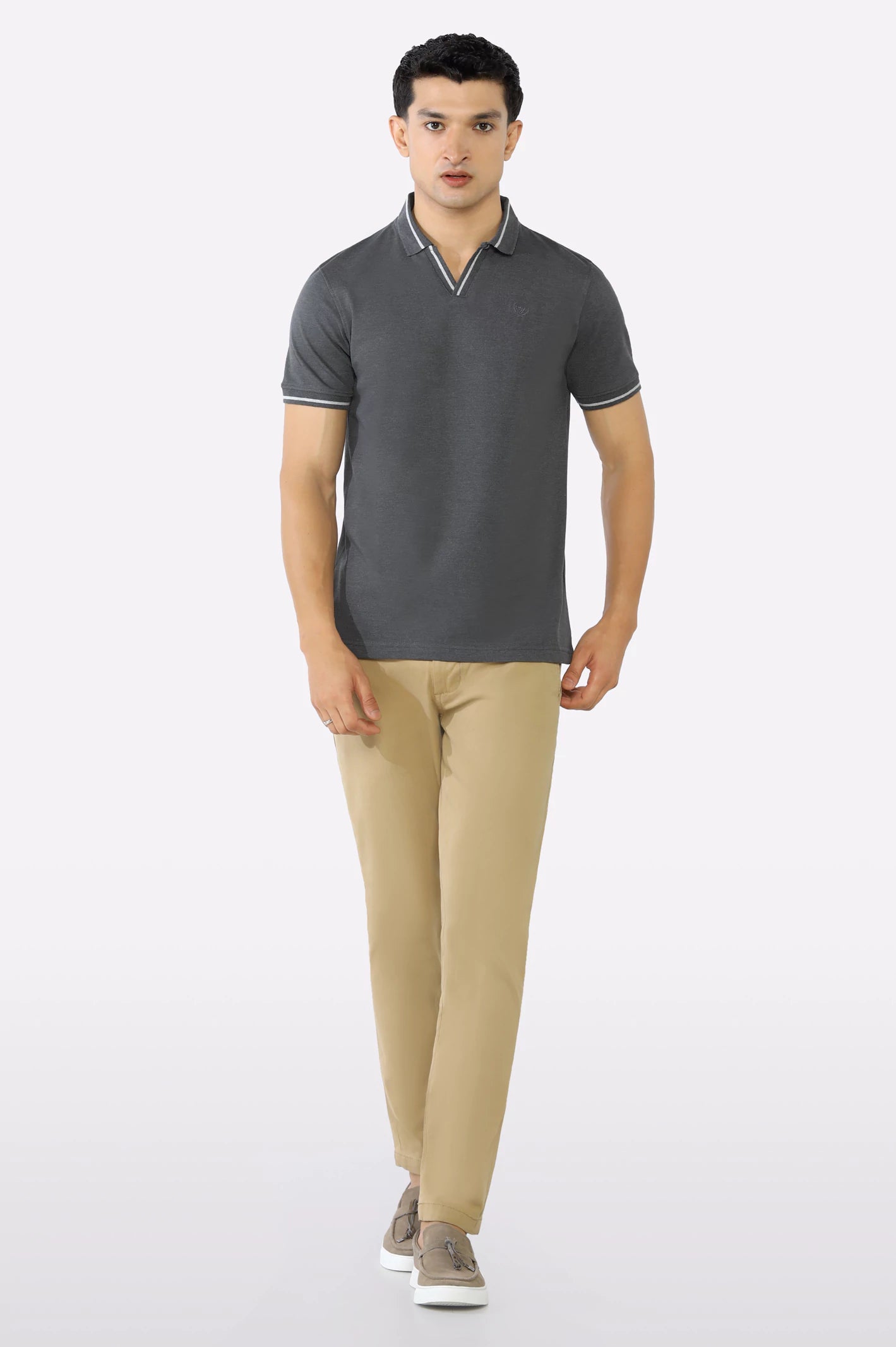 Solid Collar Lycra Polo - Image 2