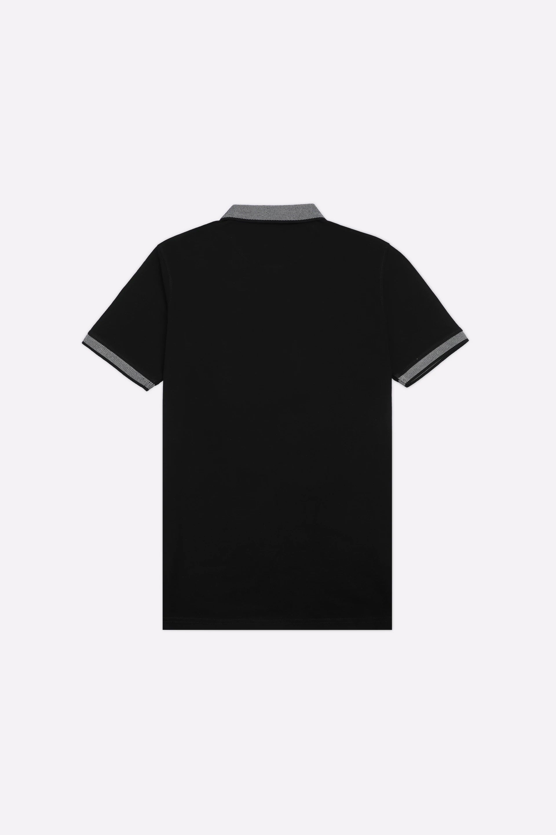 Black Jacquard Collar Polo - Image 3