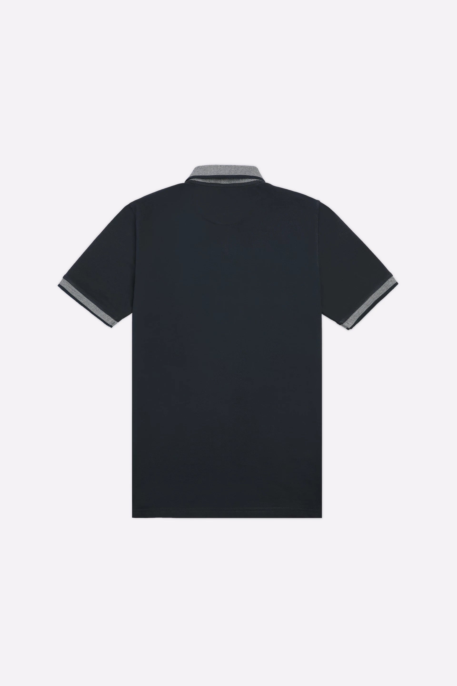Dark Grey Jacquard Collar Polo - Image 3