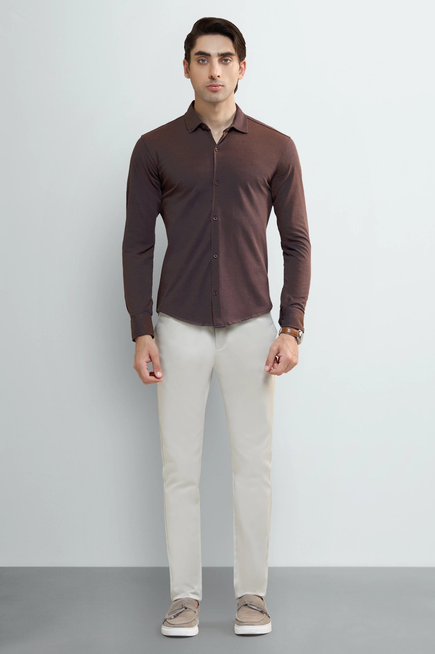 Brown Knitted Casual Shirt - Image 2
