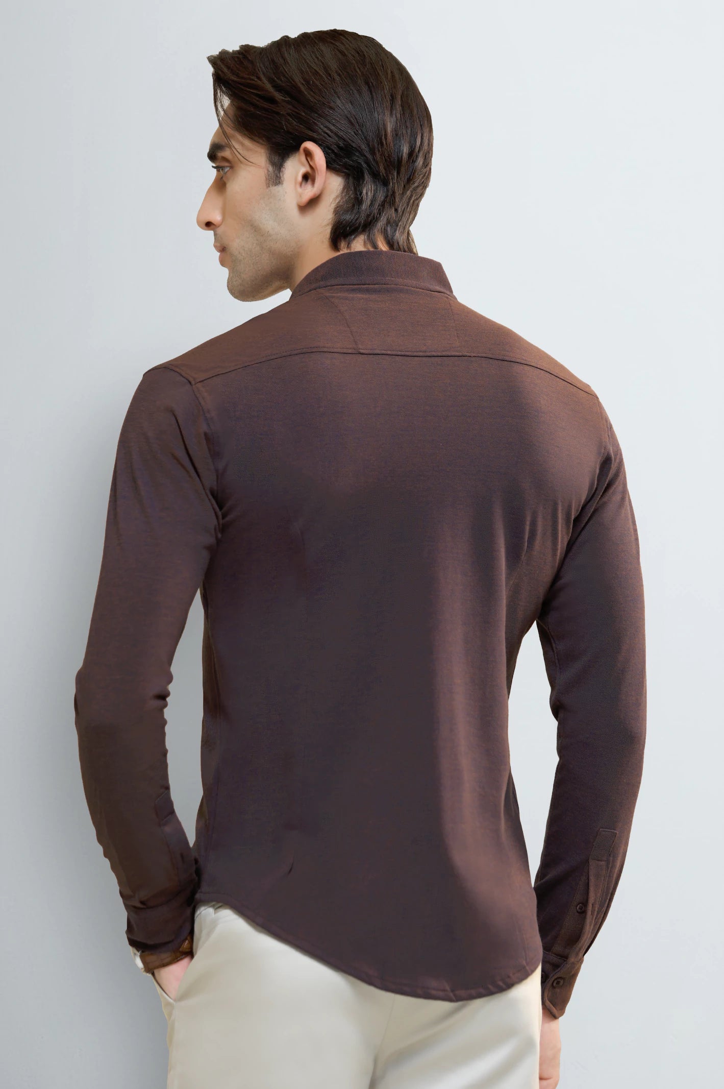 Brown Knitted Casual Shirt - Image 3