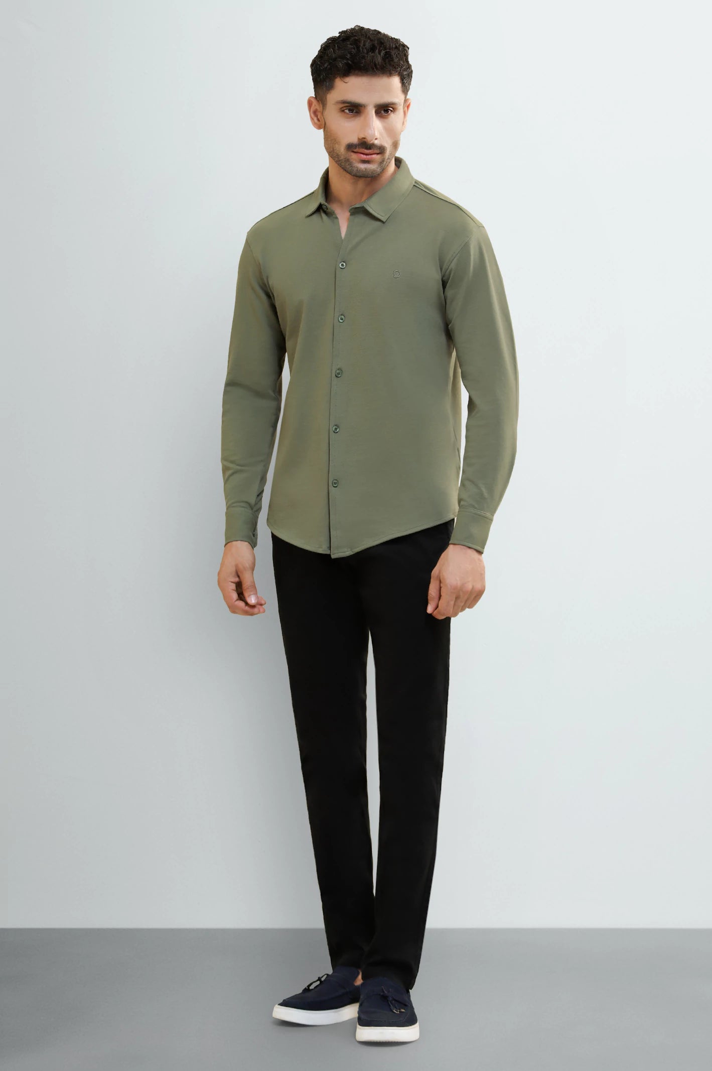 Green Knitted Casual Shirt - Image 2