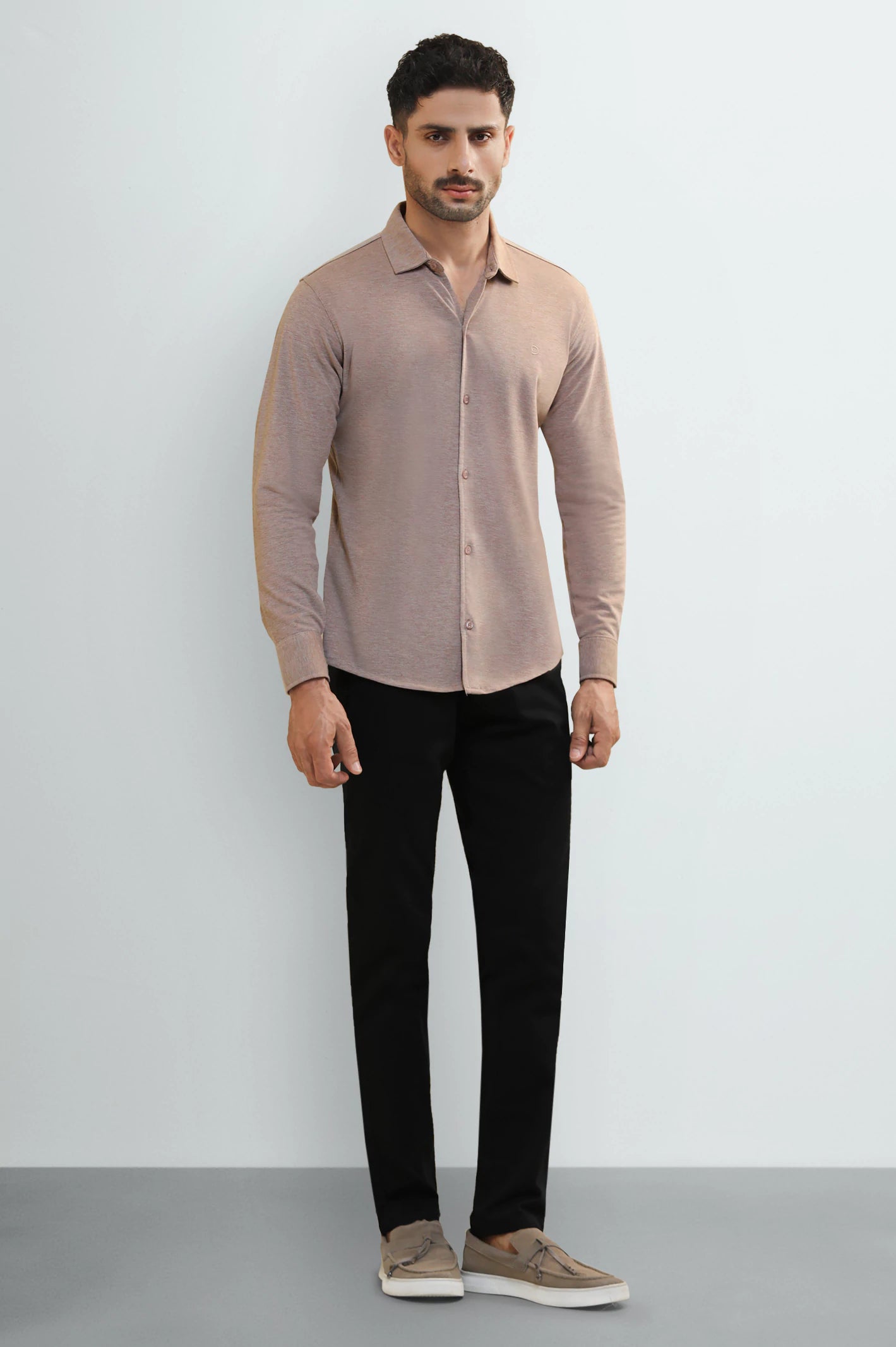 Light Brown Knitted Casual Shirt - Image 2