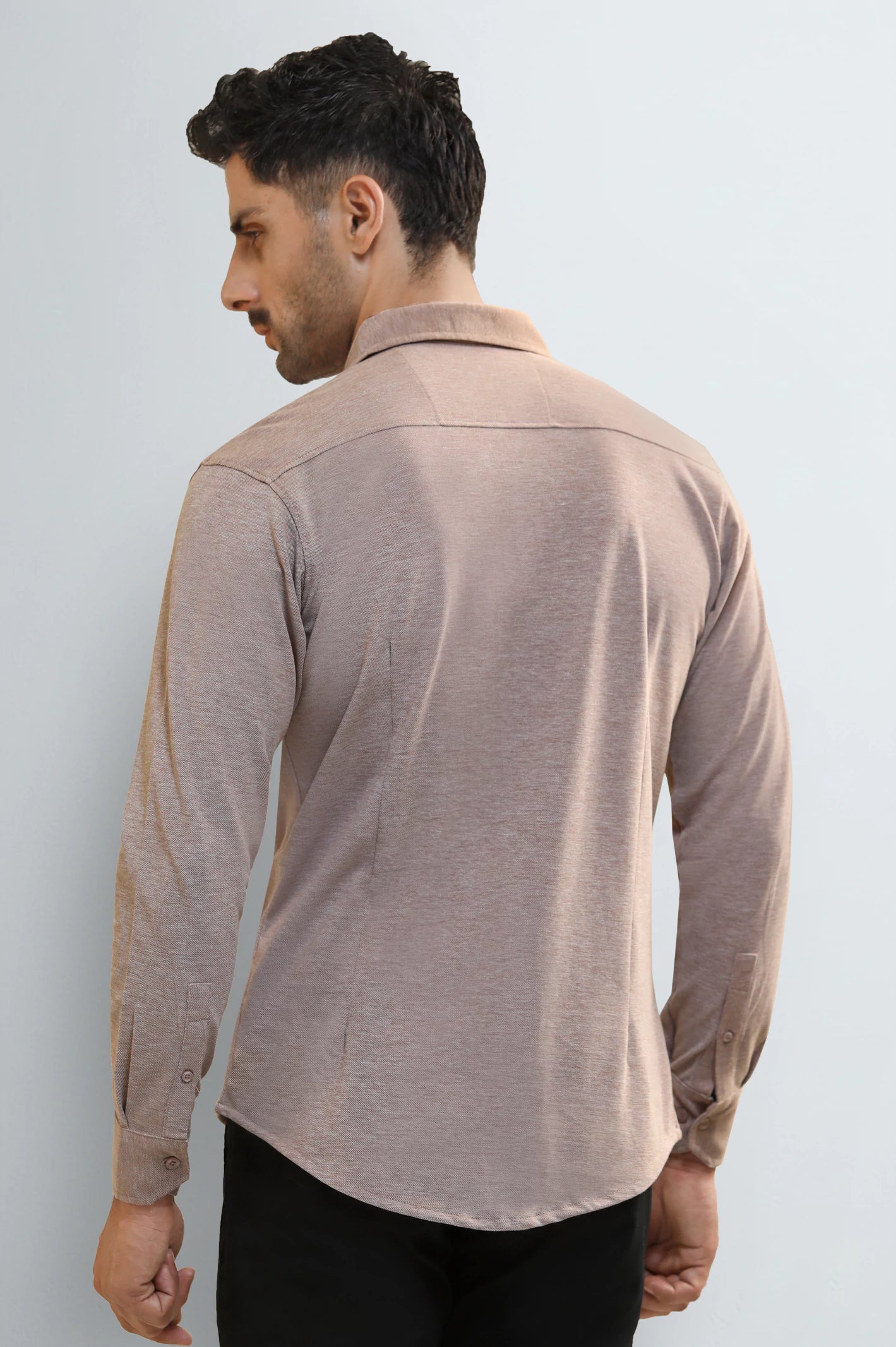 Light Brown Knitted Casual Shirt - Image 3