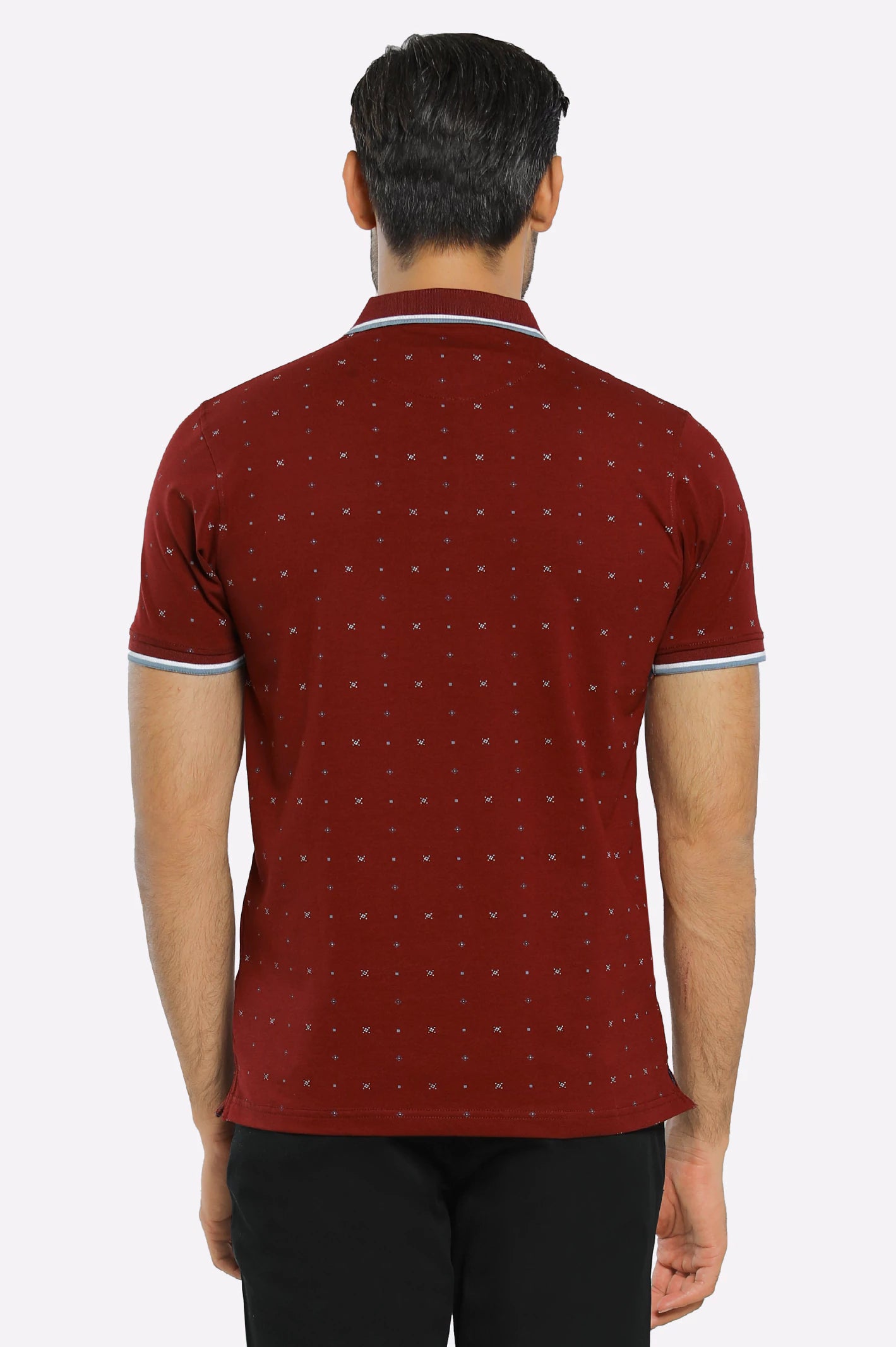 Burgundy Printed Polo - Image 3