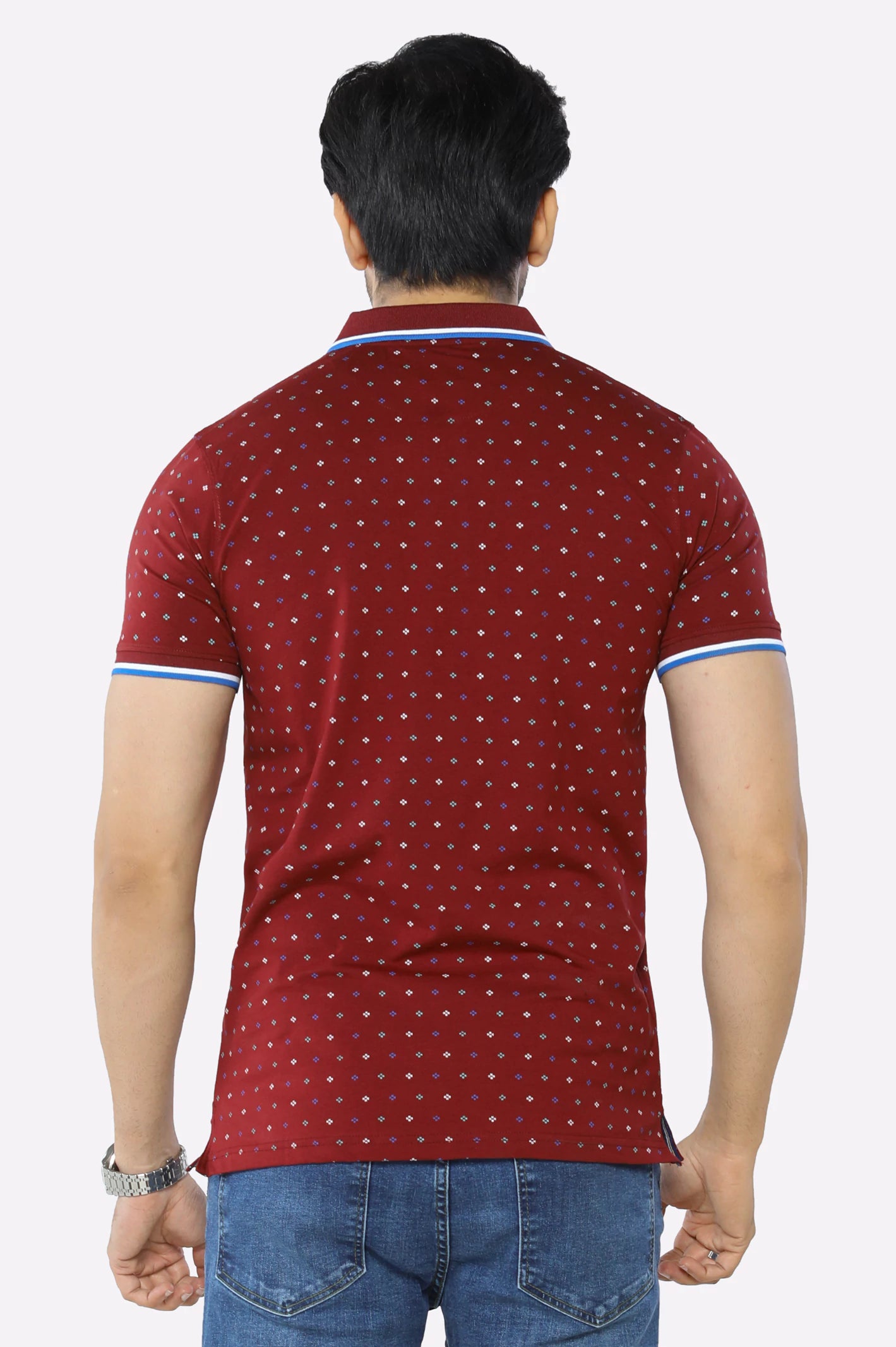 Burgundy Printed Polo - Image 3