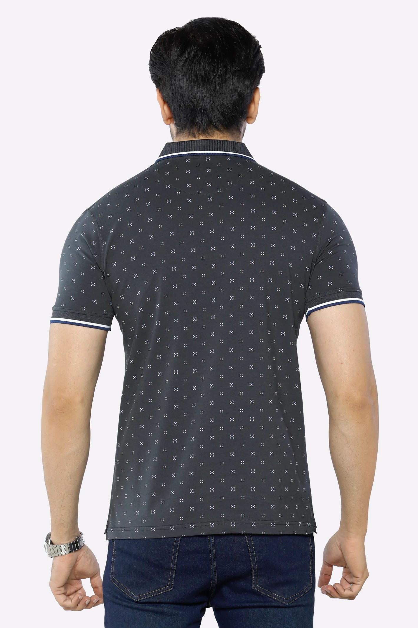 Charcoal Printed Polo - Image 3