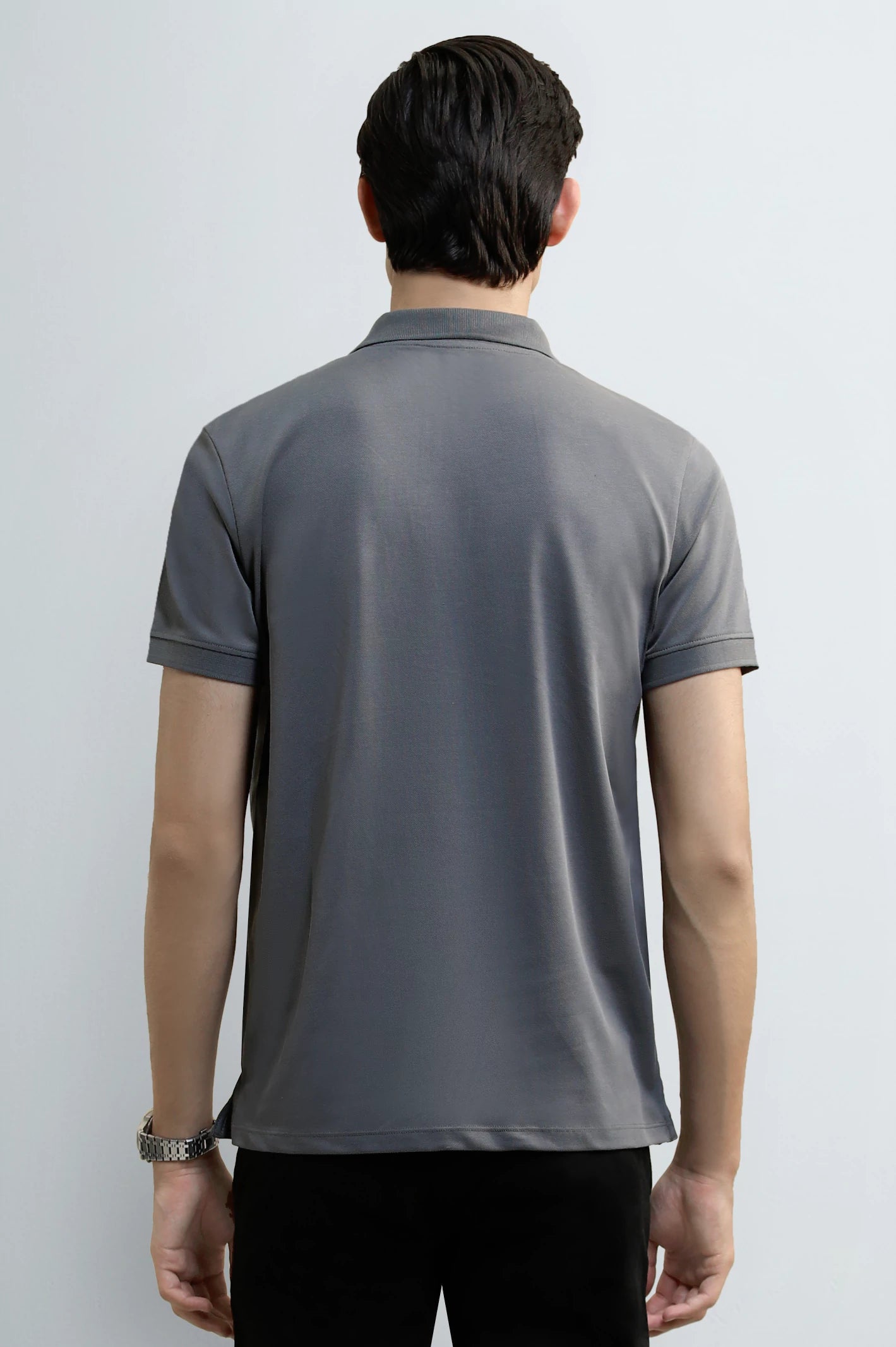 Charcoal Solid Collar Polo - Image 3