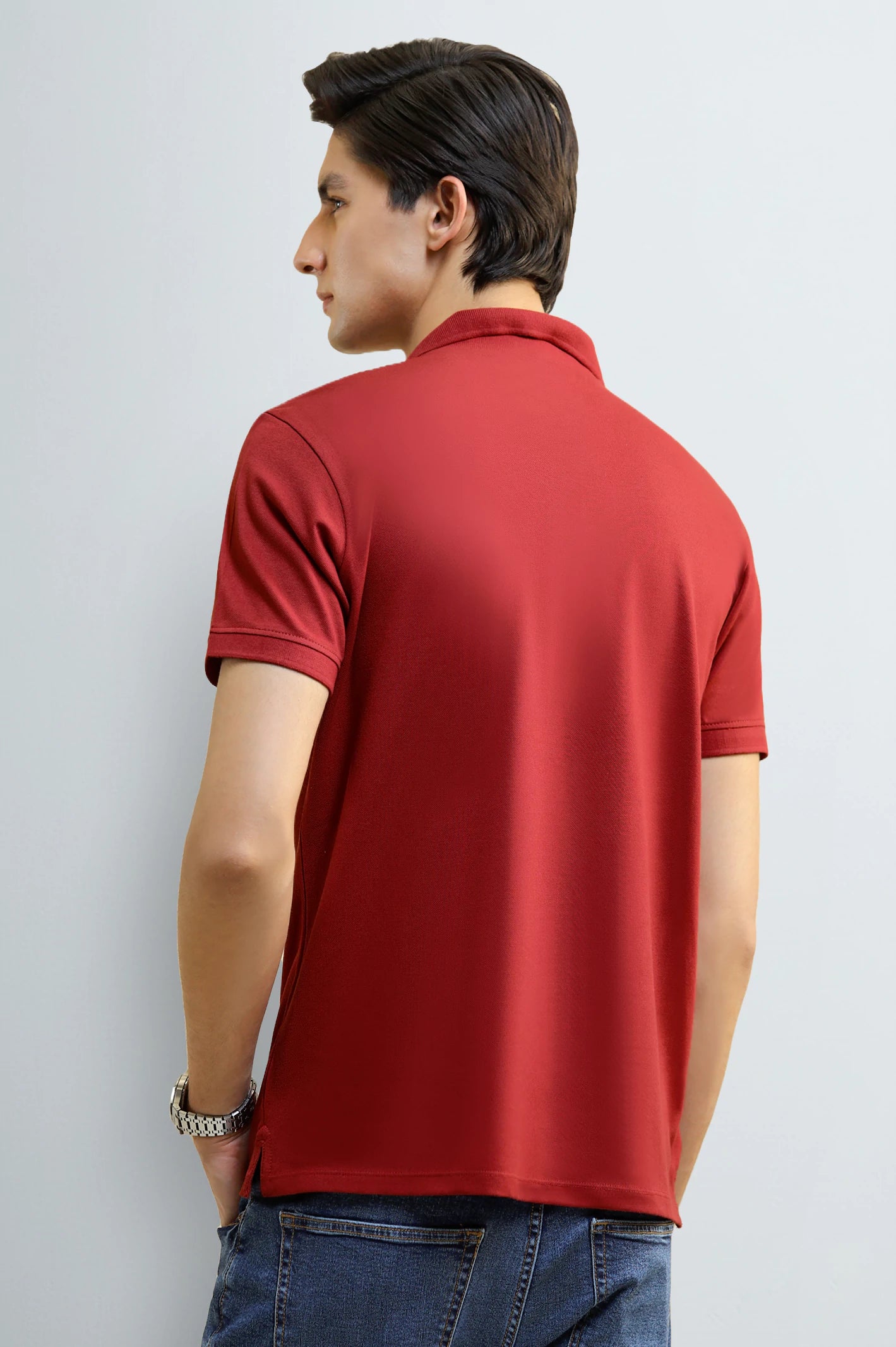Maroon Solid Collar Polo - Image 3