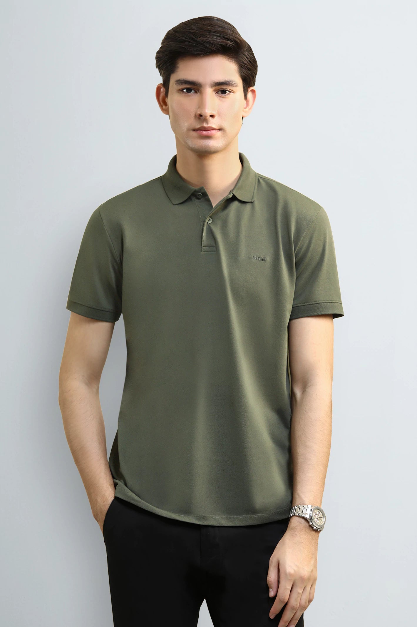 Olive Solid Collar Polo