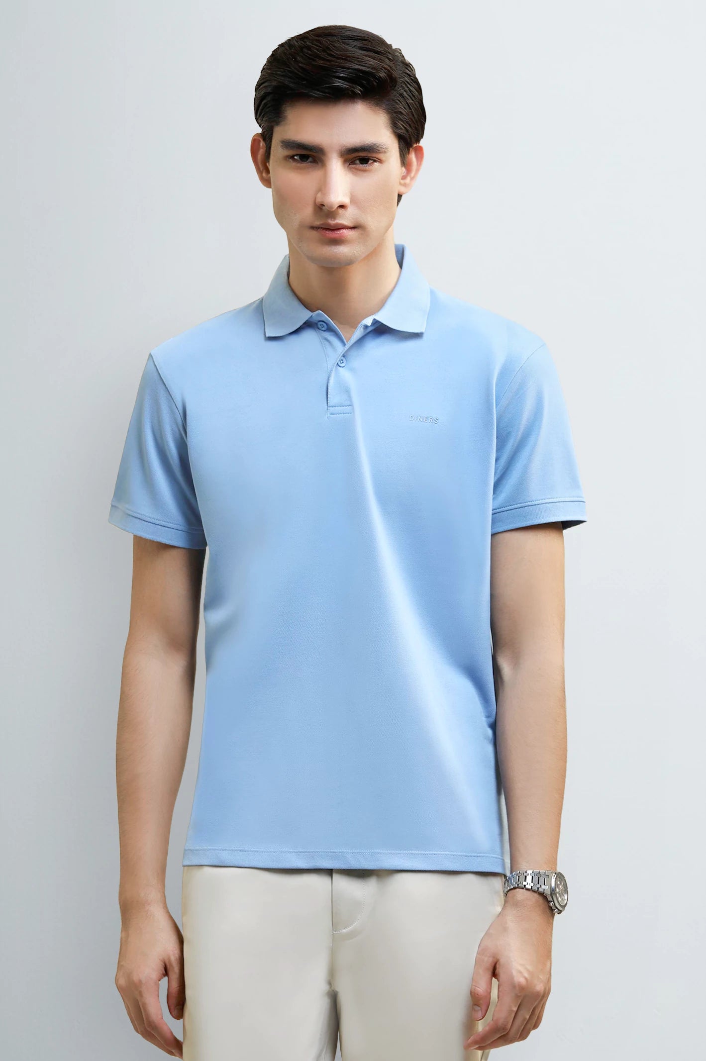 Sky Blue Solid Collar Polo