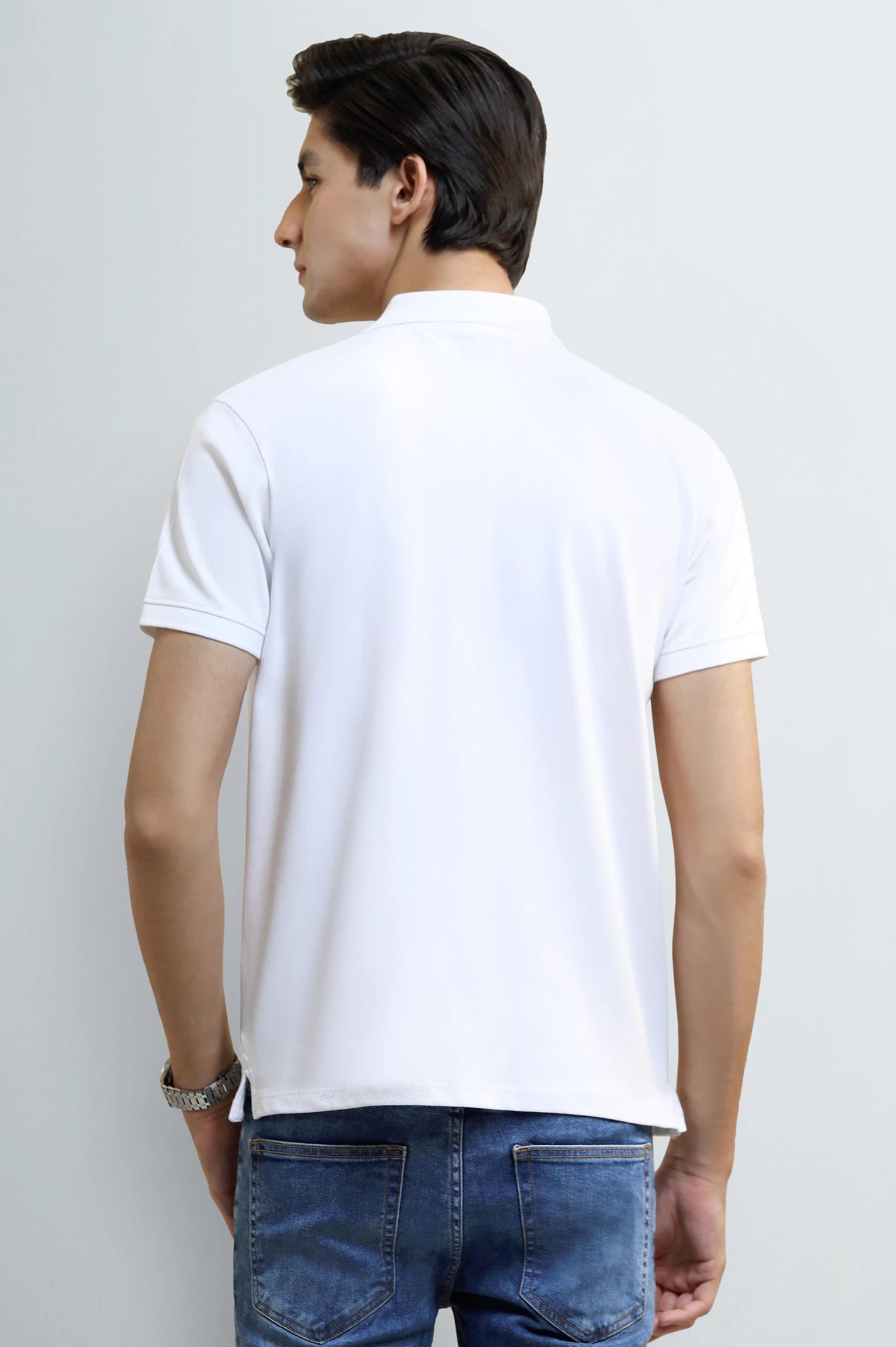 White Solid Collar Polo - Image 3