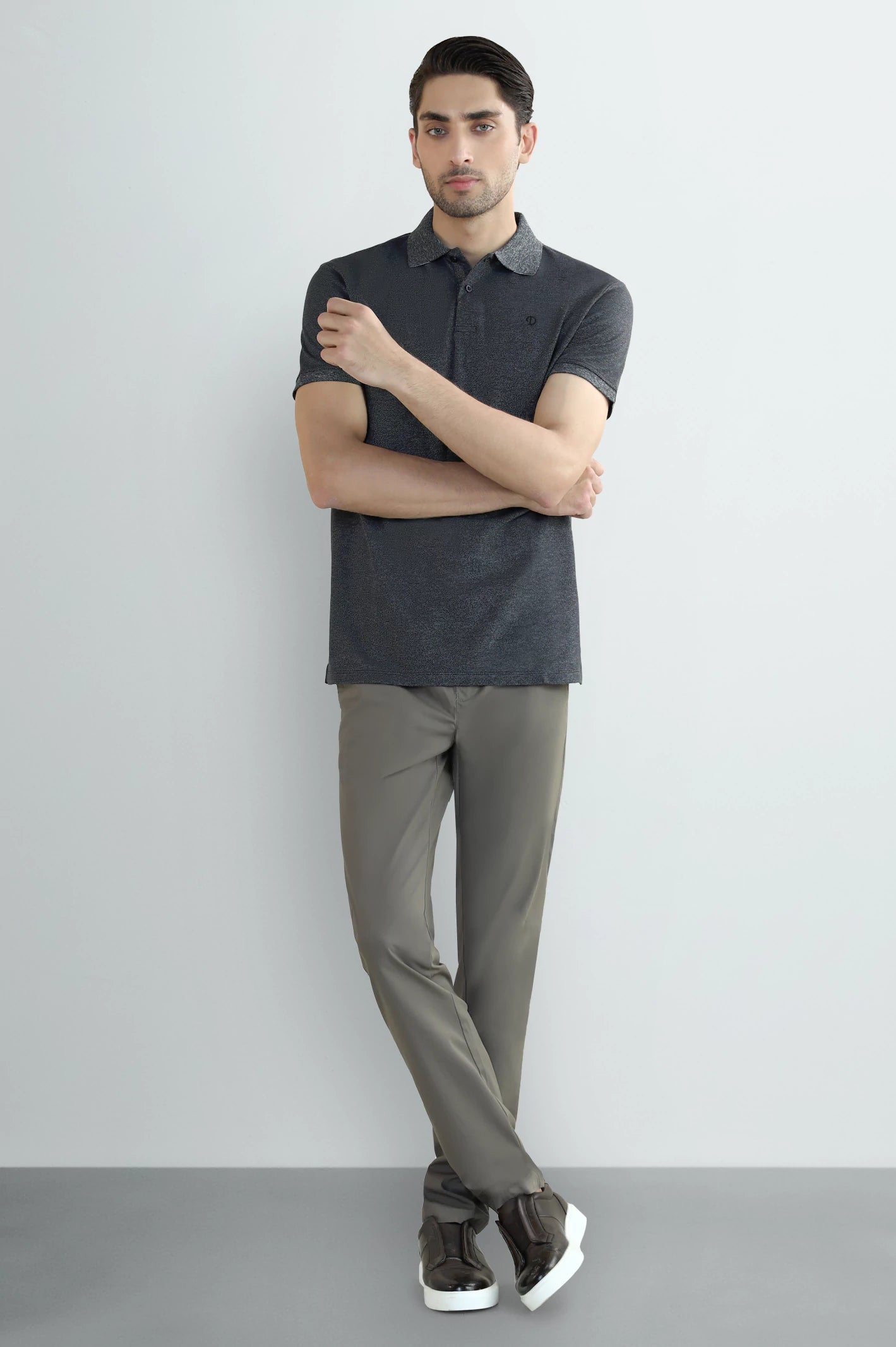 Black Solid Collar Polo - Image 2
