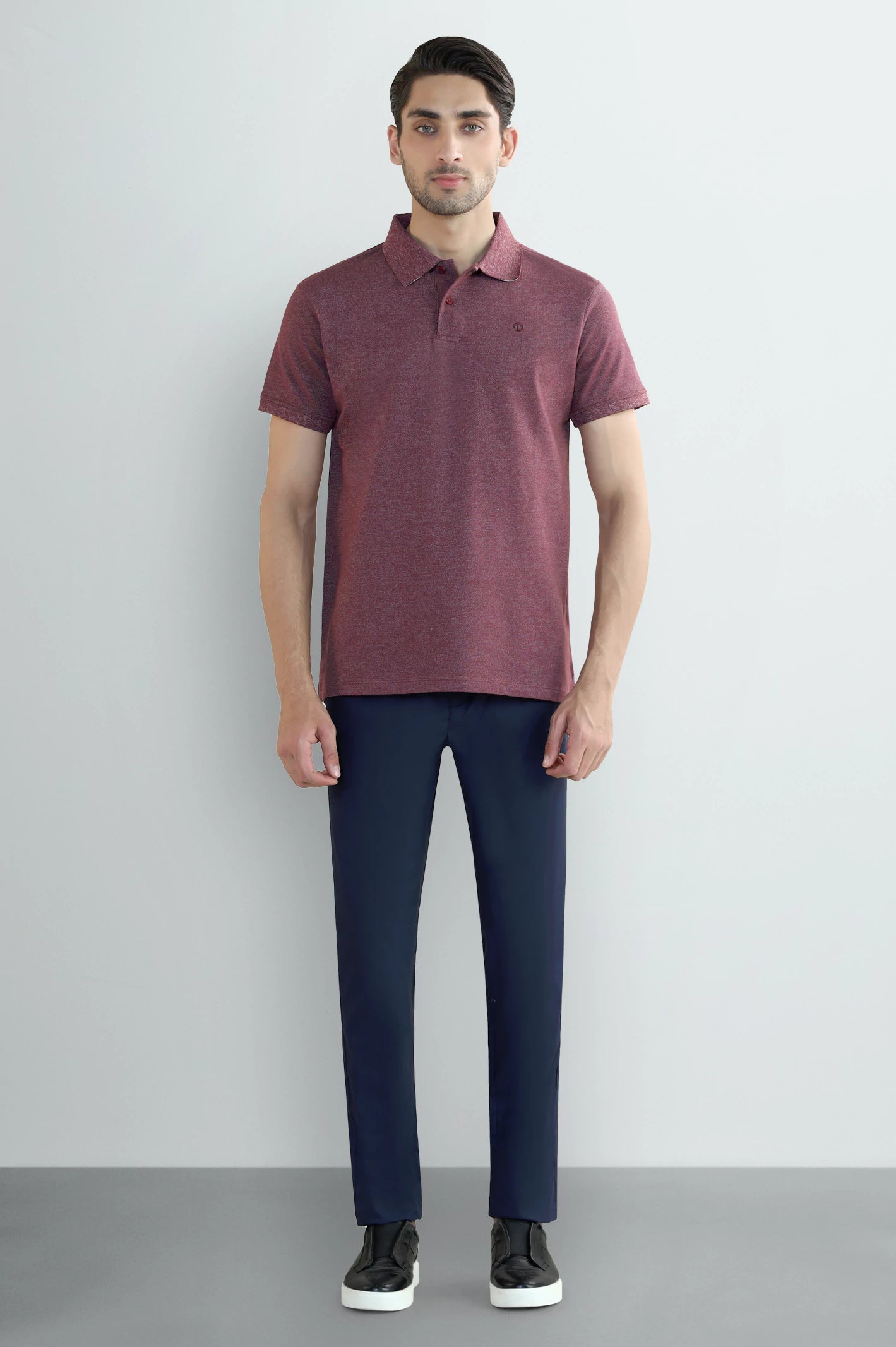 Maroon Solid Collar Polo - Image 2