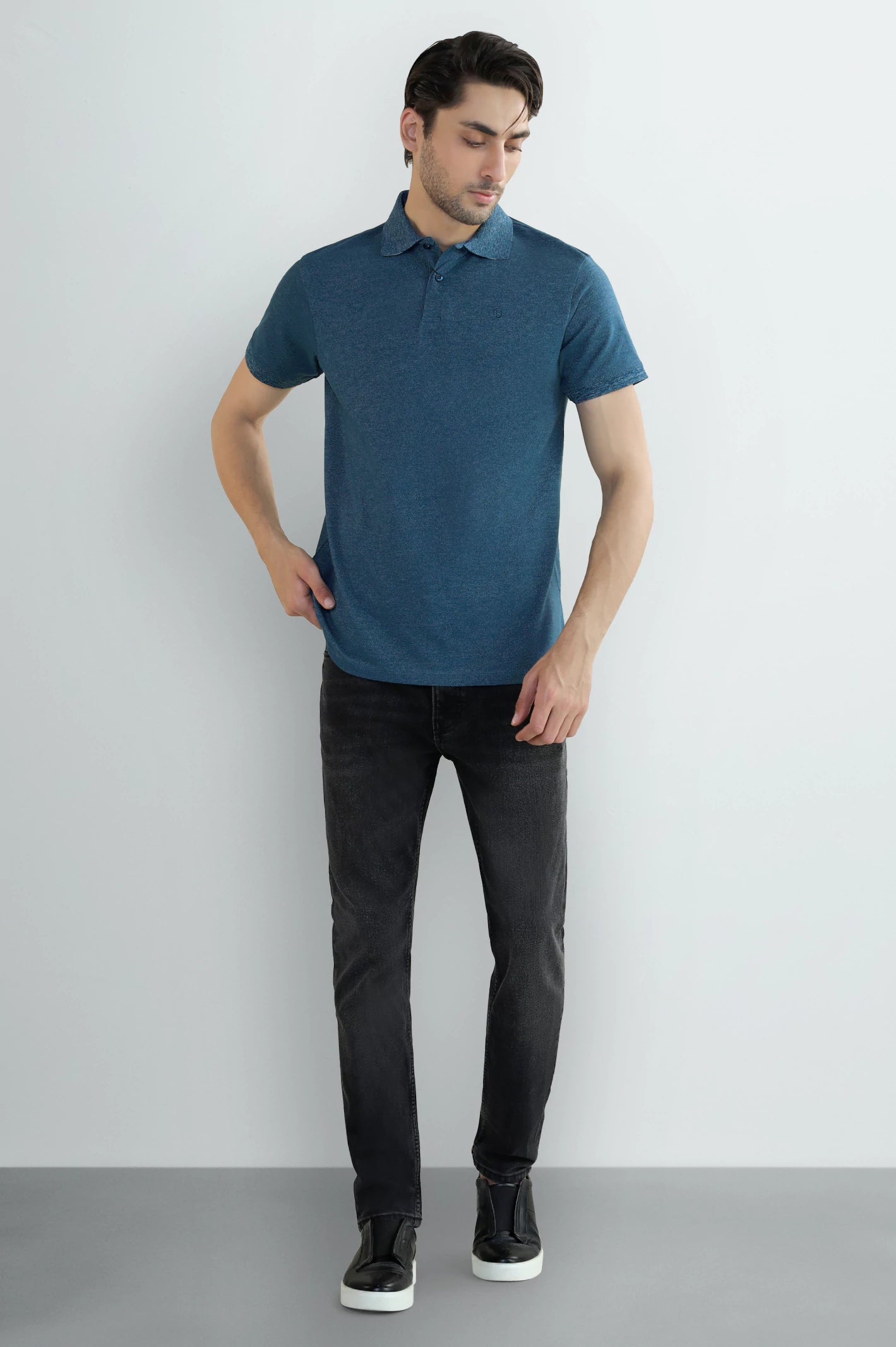 Teal Solid Collar Polo - Image 2